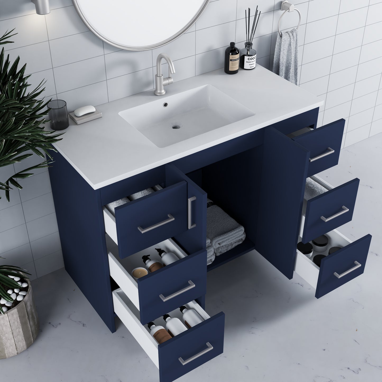 Zuma 48" Bathroom Vanity with integrated counter top