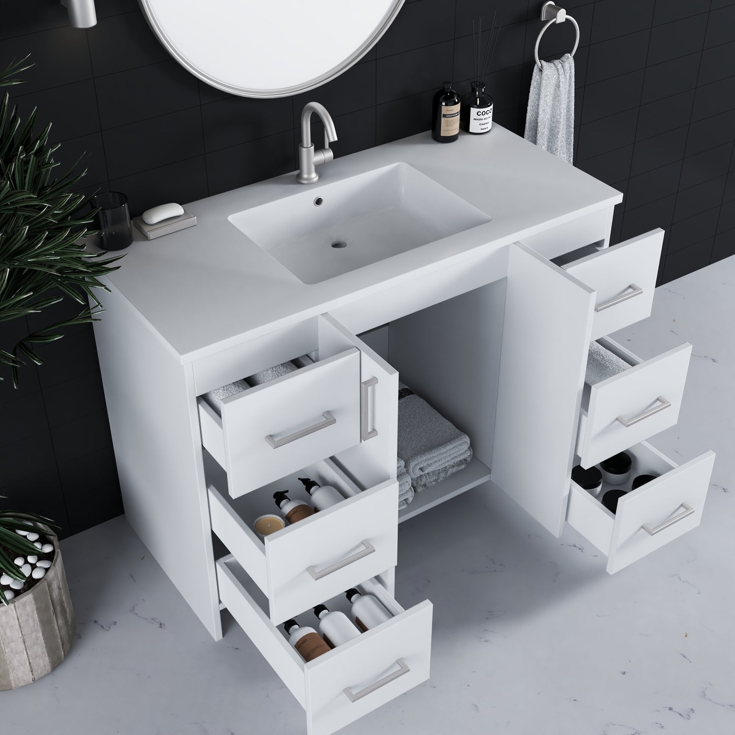 Zuma 48" Bathroom Vanity with integrated counter top