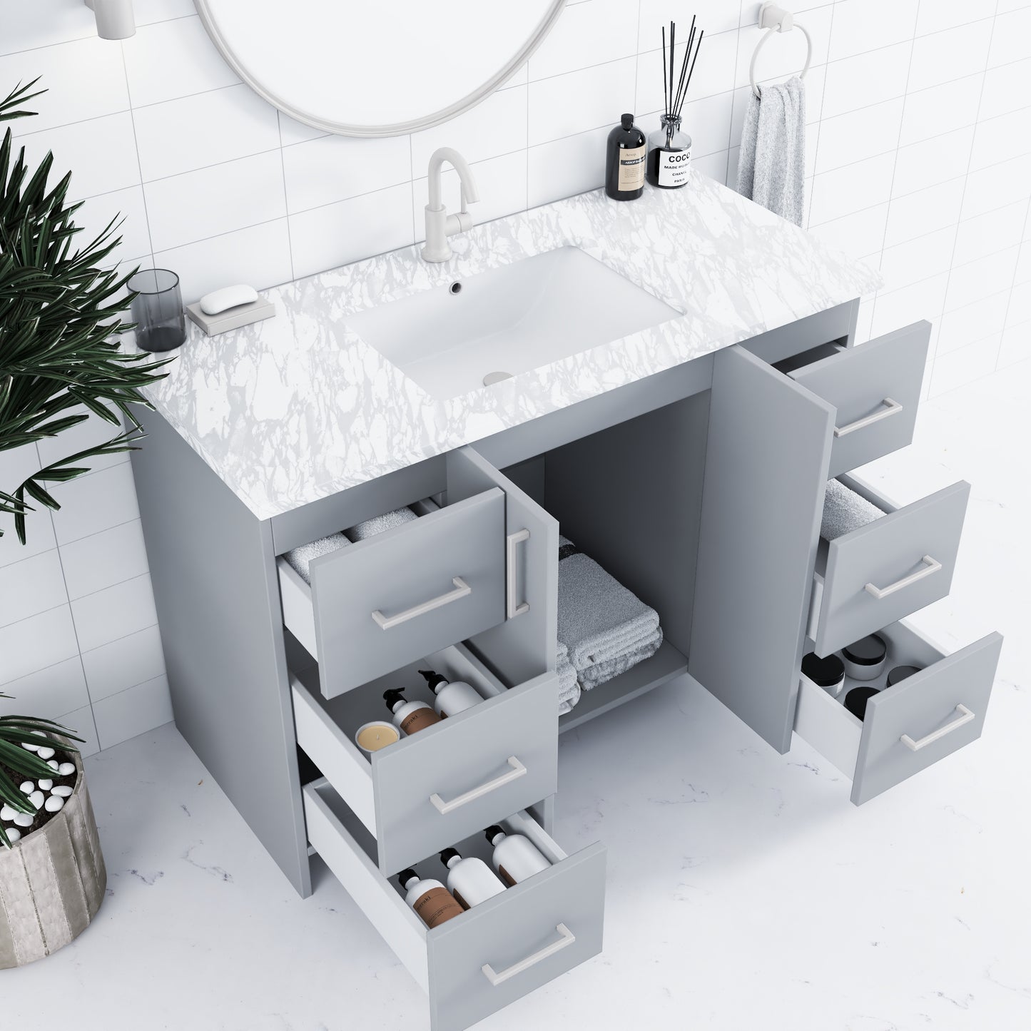 Zuma 48" Bathroom Vanity with integrated counter top