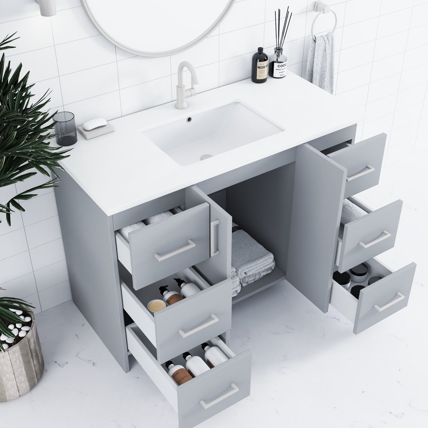 Zuma 48" Bathroom Vanity with integrated counter top