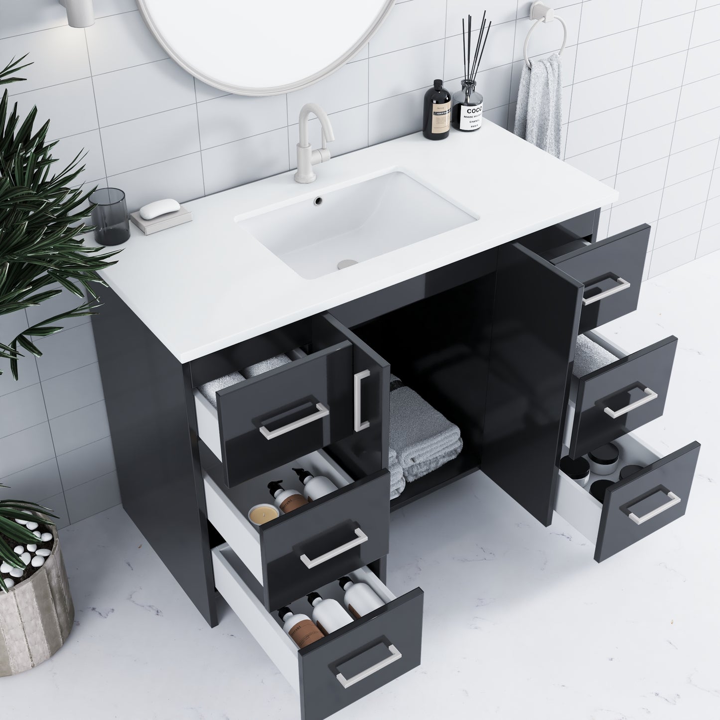 Zuma 48" Bathroom Vanity with integrated counter top