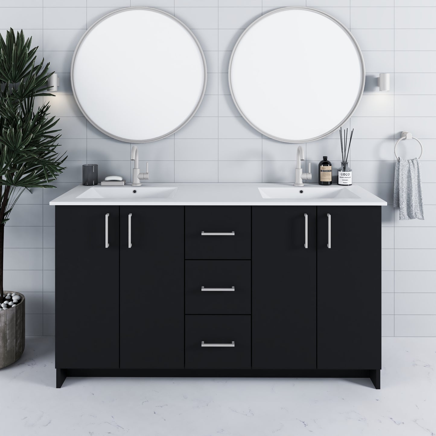 Zuma 60" Double Sink Bathroom Vanity with integrated counter top