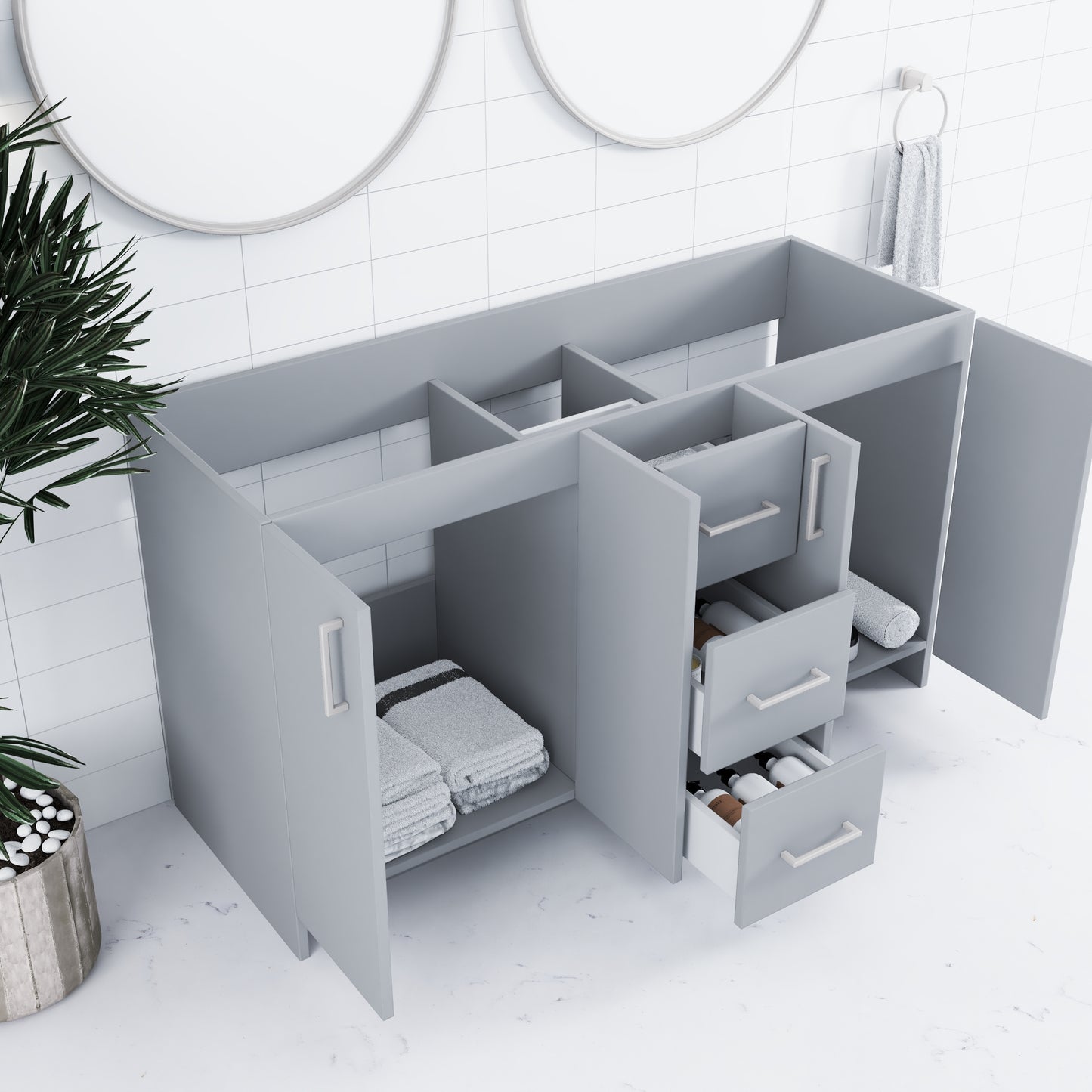 Zuma 60" Double Sink Bathroom Vanity Cabinet Only