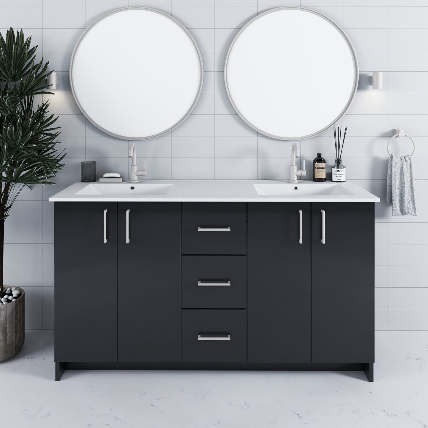 Zuma 60" Double Sink Bathroom Vanity with integrated counter top