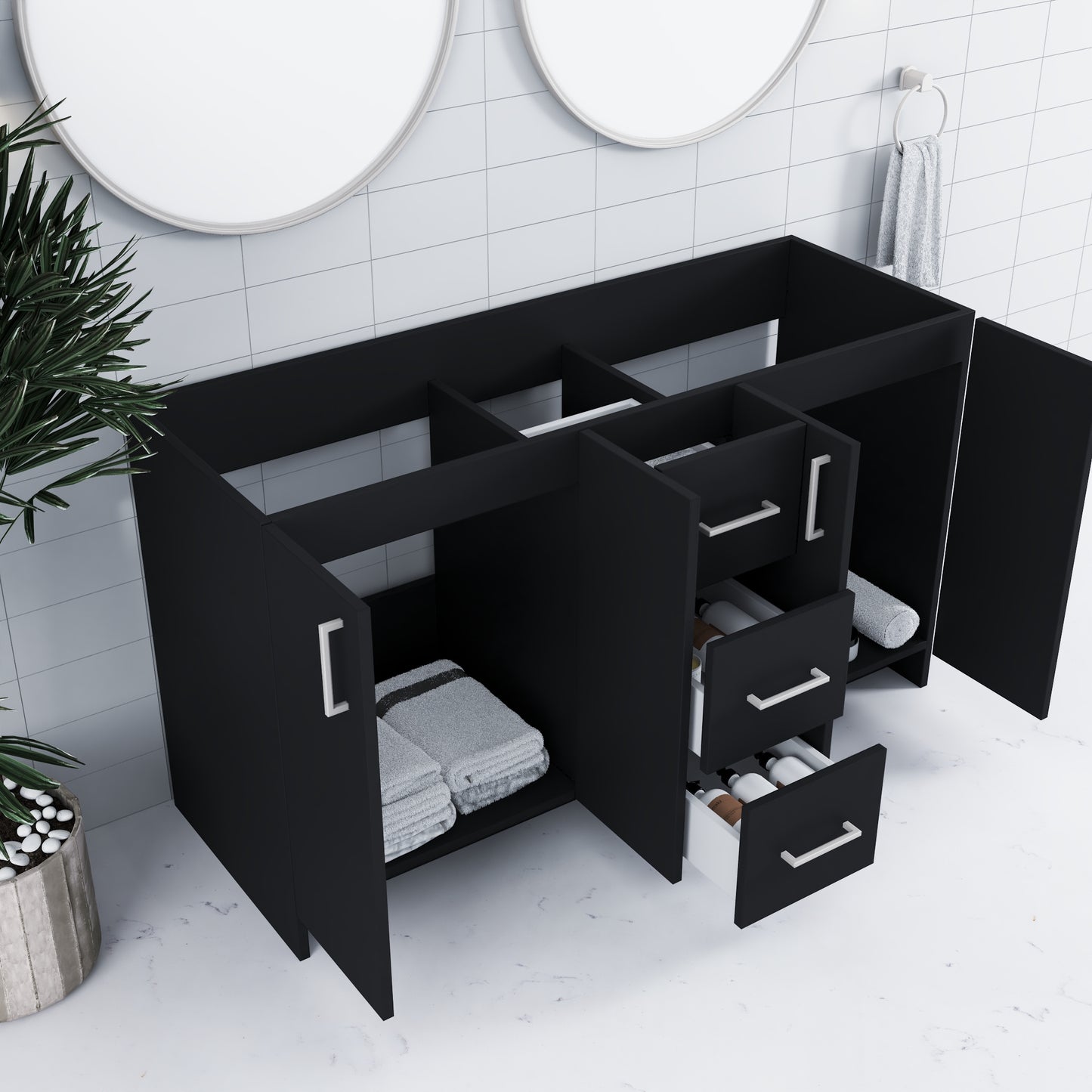 Zuma 60" Double Sink Bathroom Vanity Cabinet Only