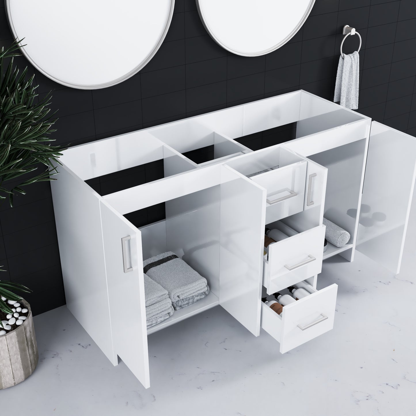 Zuma 60" Double Sink Bathroom Vanity Cabinet Only