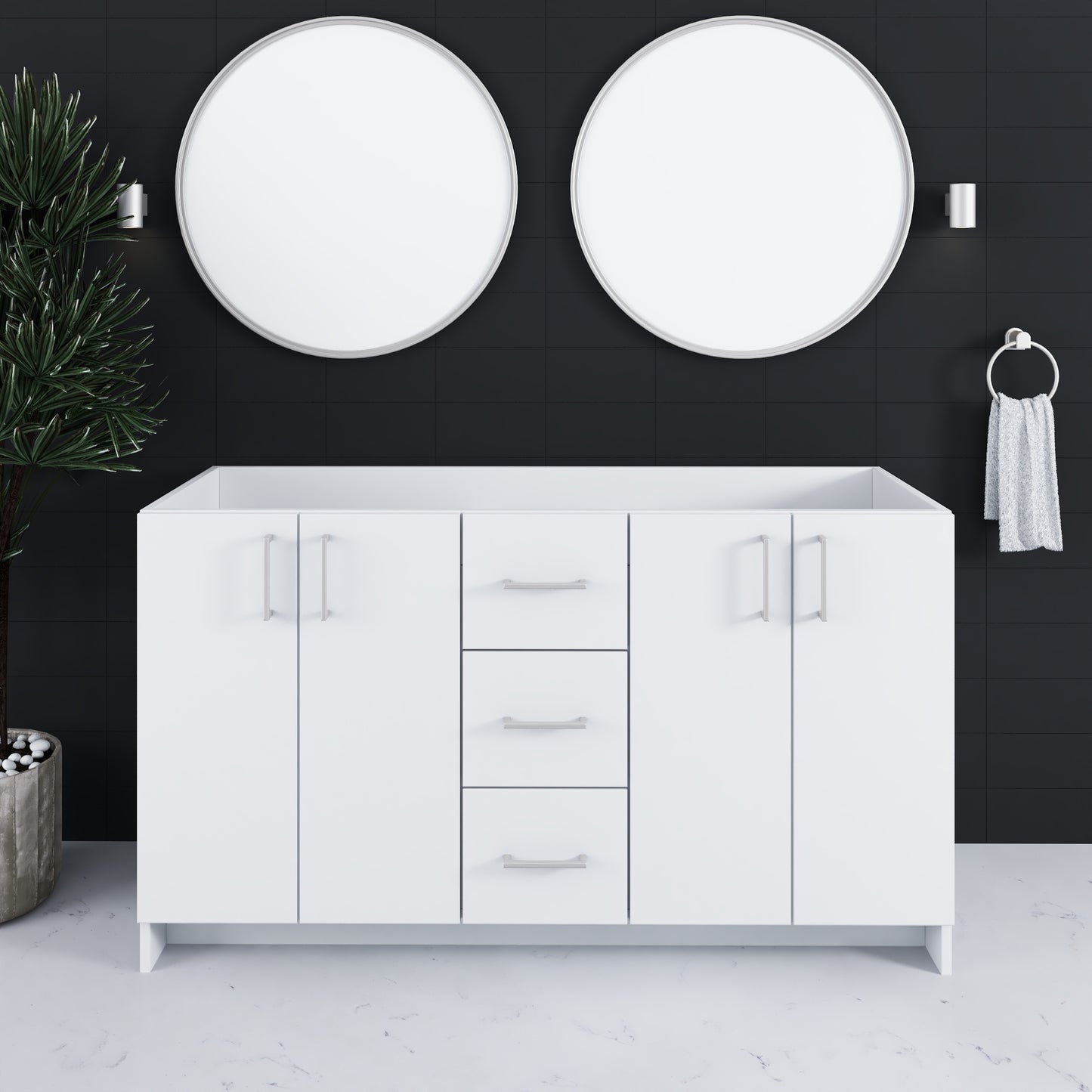 Zuma 60" Double Sink Bathroom Vanity Cabinet Only