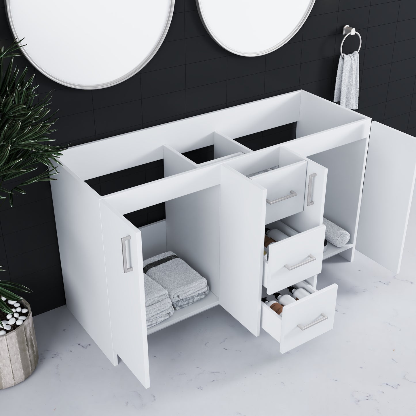 Zuma 60" Double Sink Bathroom Vanity Cabinet Only