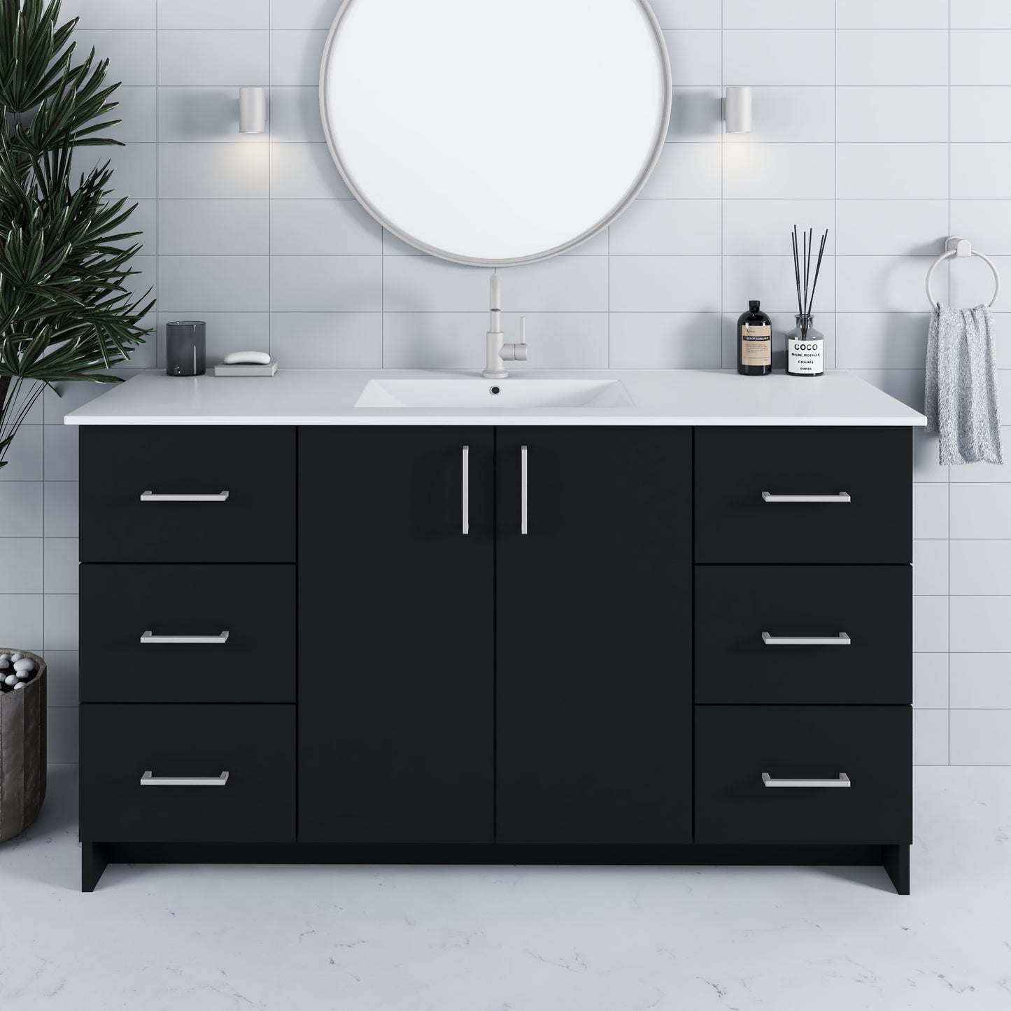 Zuma 60" Bathroom Vanity with integrated counter top