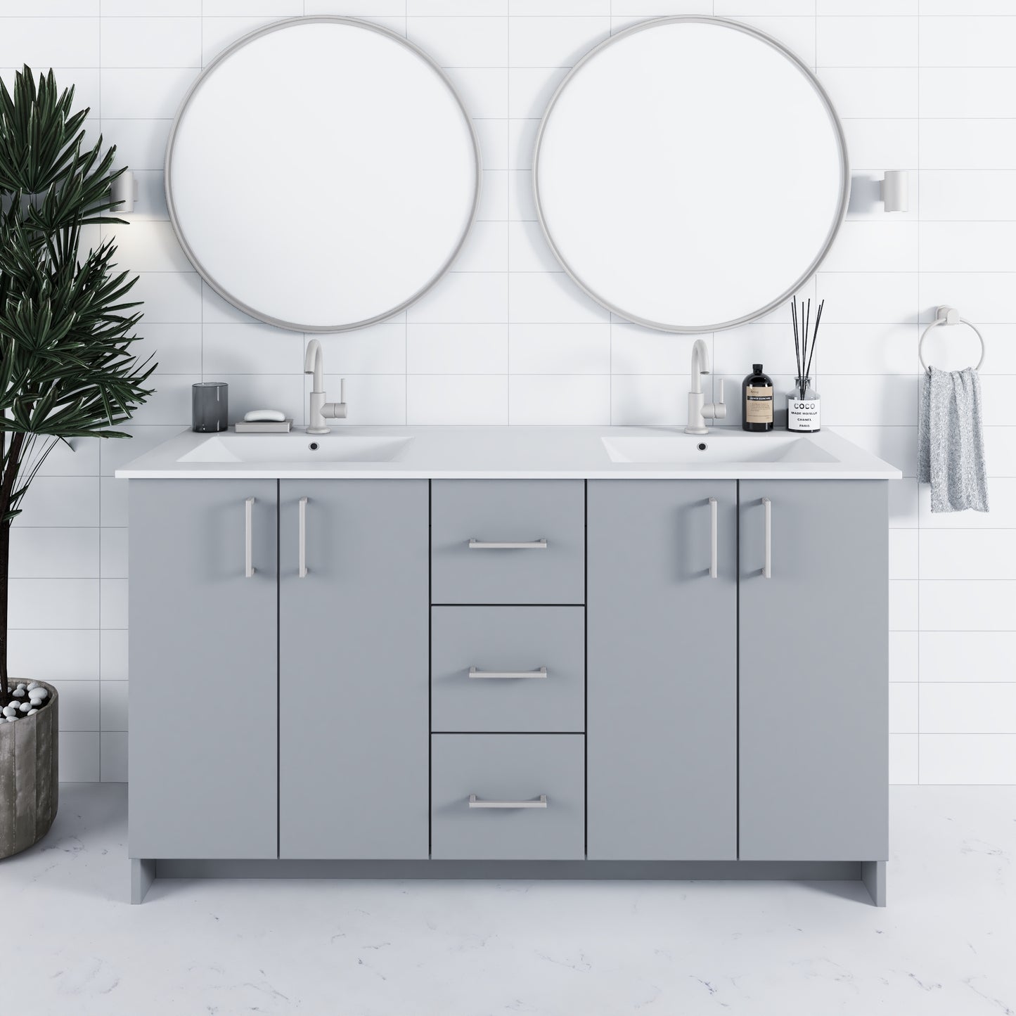 Zuma 60" Double Sink Bathroom Vanity with integrated counter top