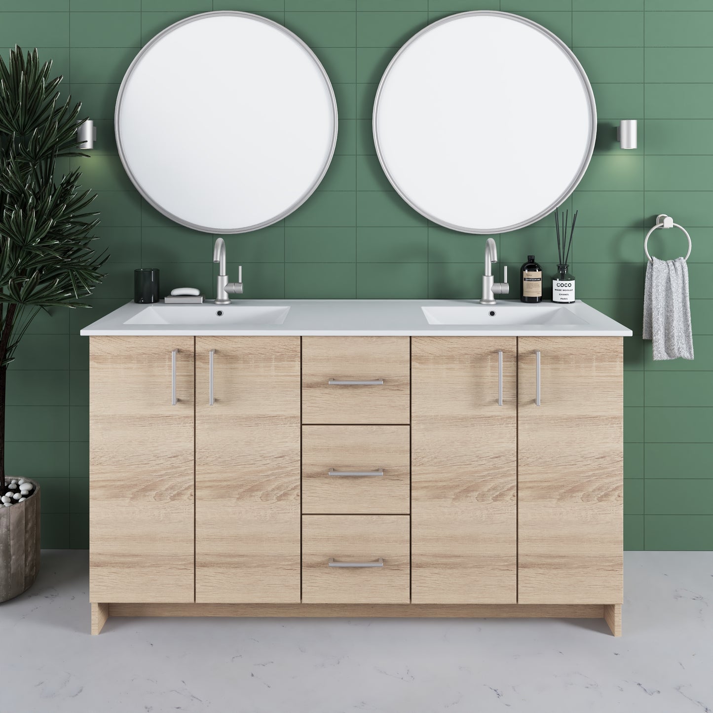 Zuma 60" Double Sink Bathroom Vanity with integrated counter top