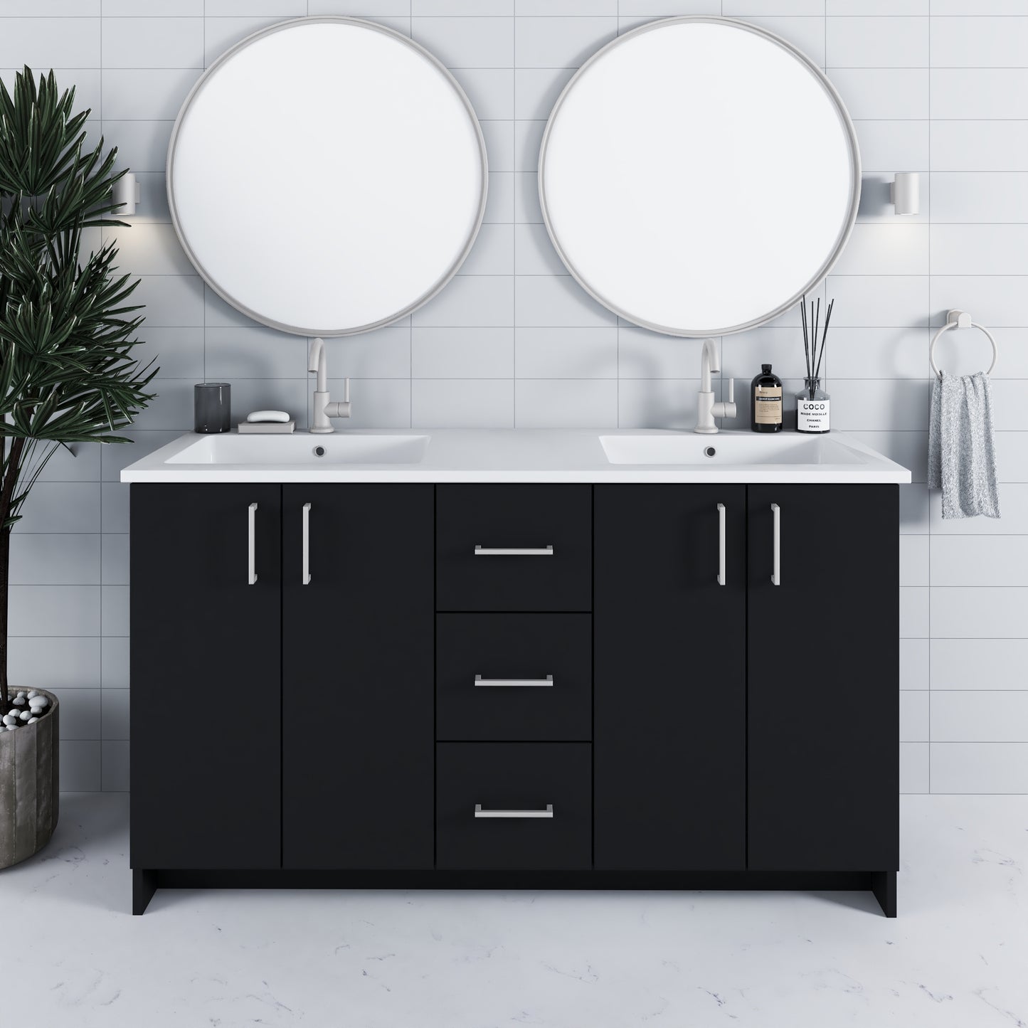 Zuma 60" Double Sink Bathroom Vanity with integrated counter top