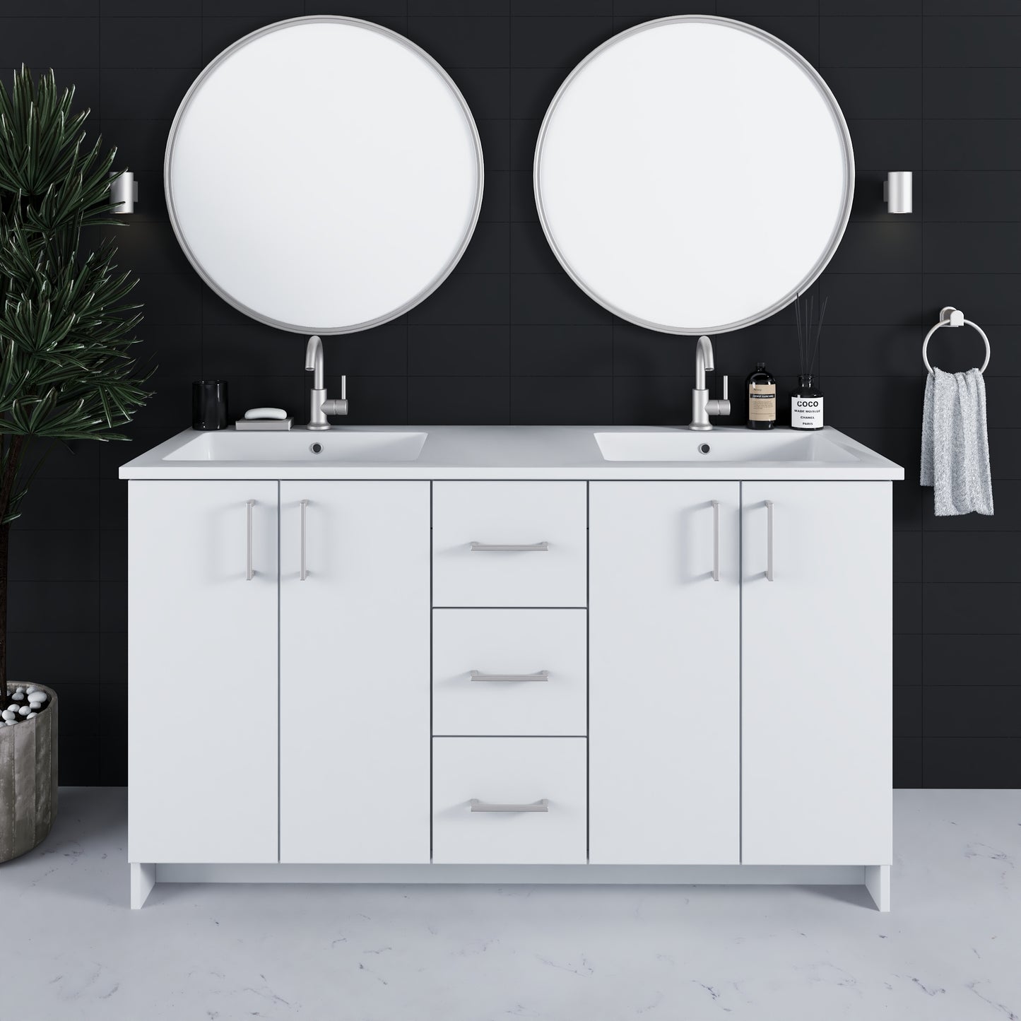 Zuma 60" Double Sink Bathroom Vanity with integrated counter top
