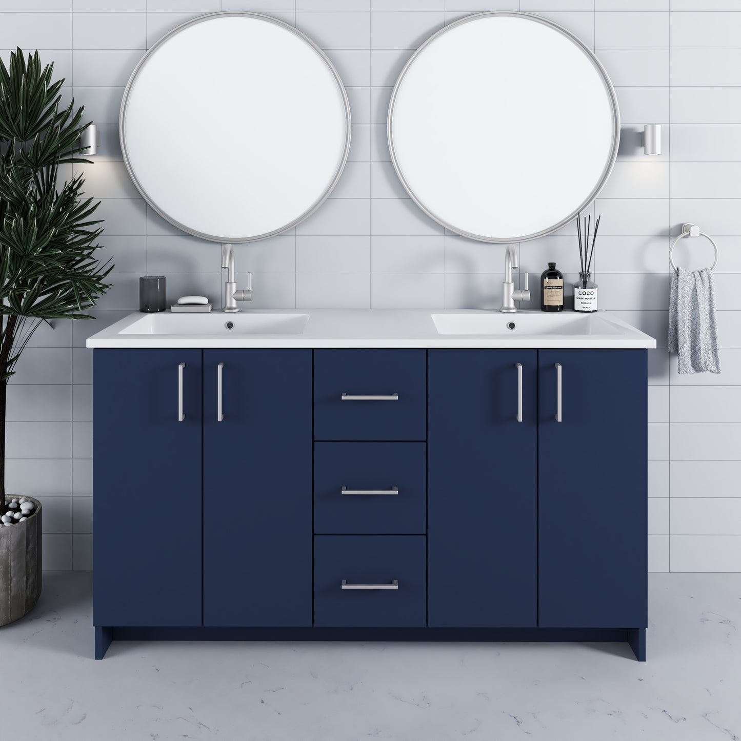 Zuma 60" Double Sink Bathroom Vanity with integrated counter top