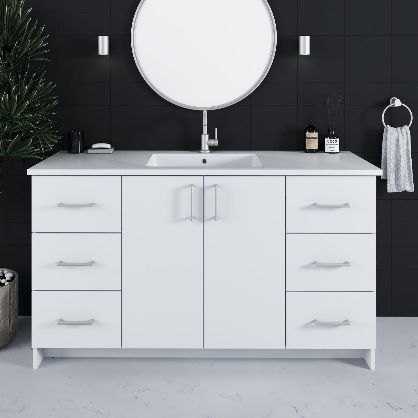 Zuma 60" Bathroom Vanity with integrated counter top