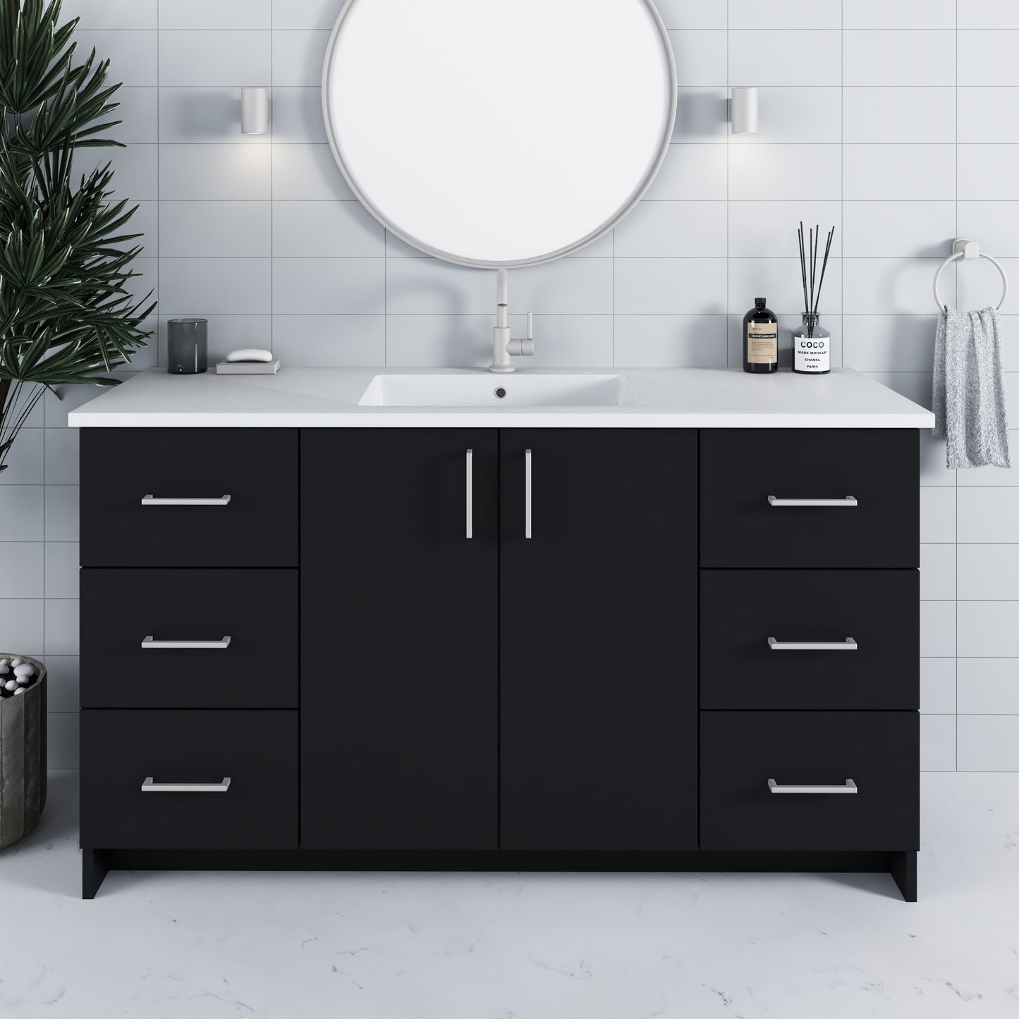 Zuma 60" Bathroom Vanity with integrated counter top