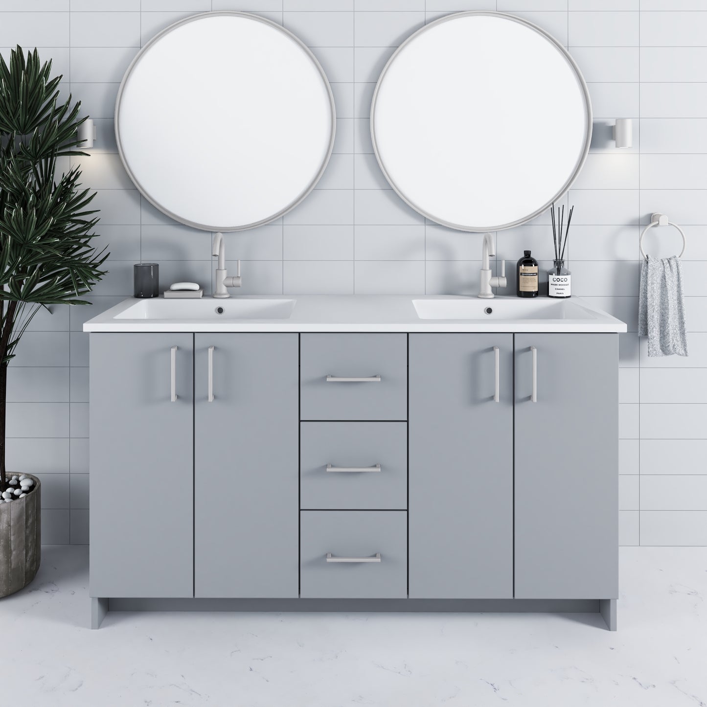 Zuma 60" Double Sink Bathroom Vanity with integrated counter top