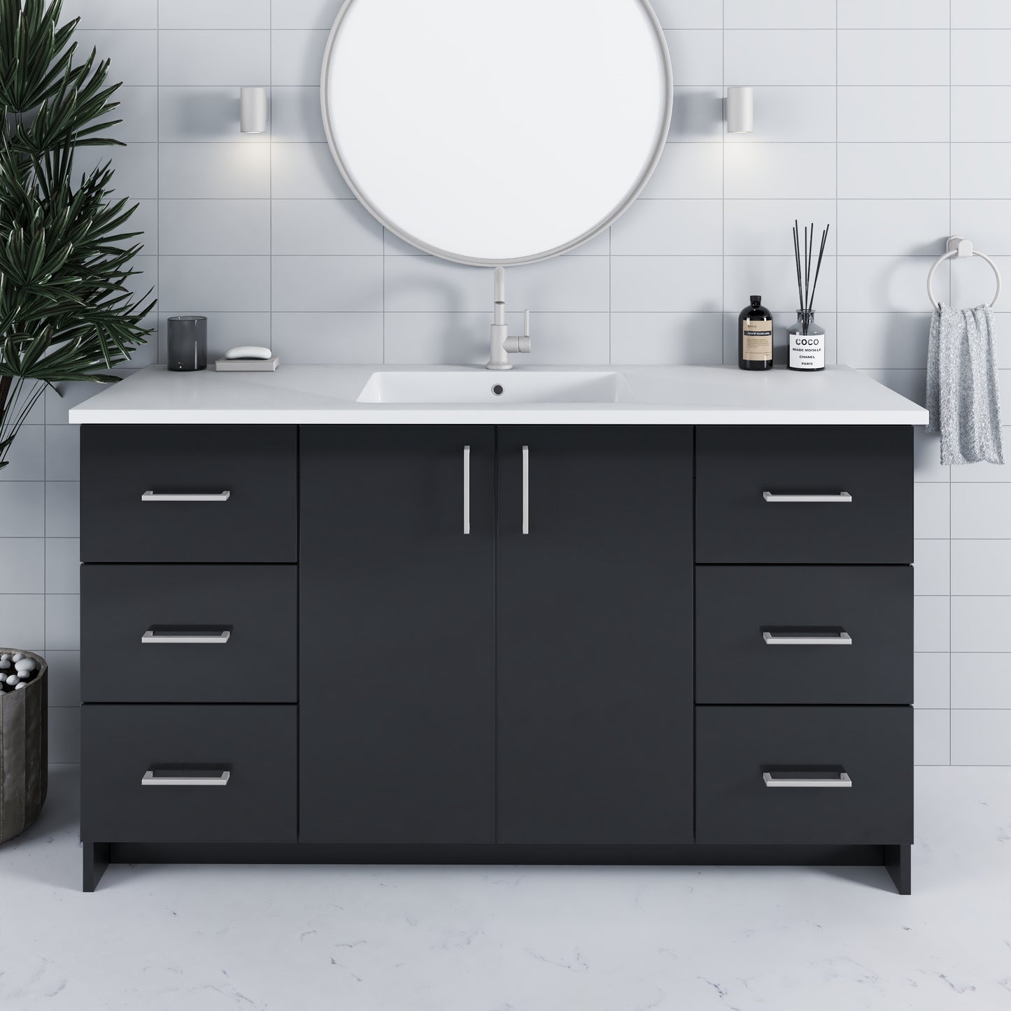 Zuma 60" Bathroom Vanity with integrated counter top