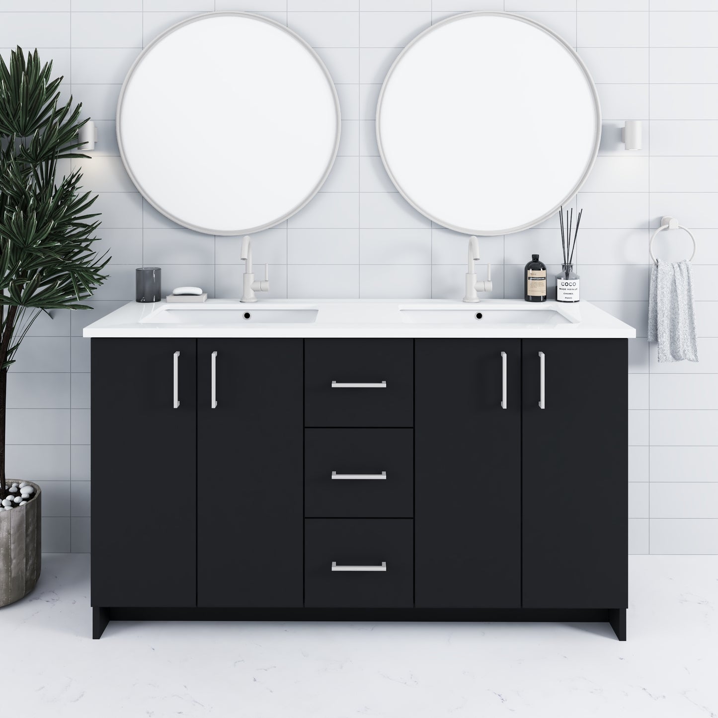 Zuma 60" Double Sink Bathroom Vanity with integrated counter top
