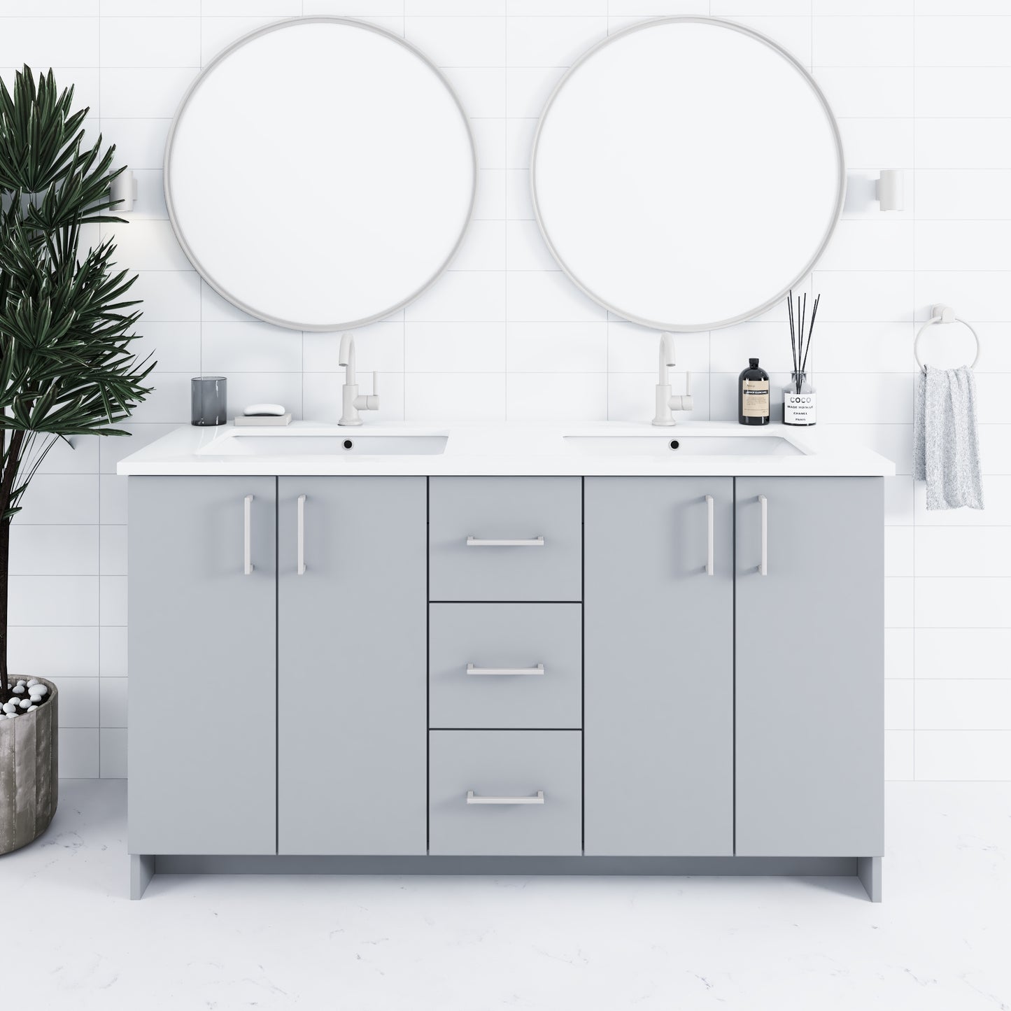 Zuma 60" Double Sink Bathroom Vanity with integrated counter top