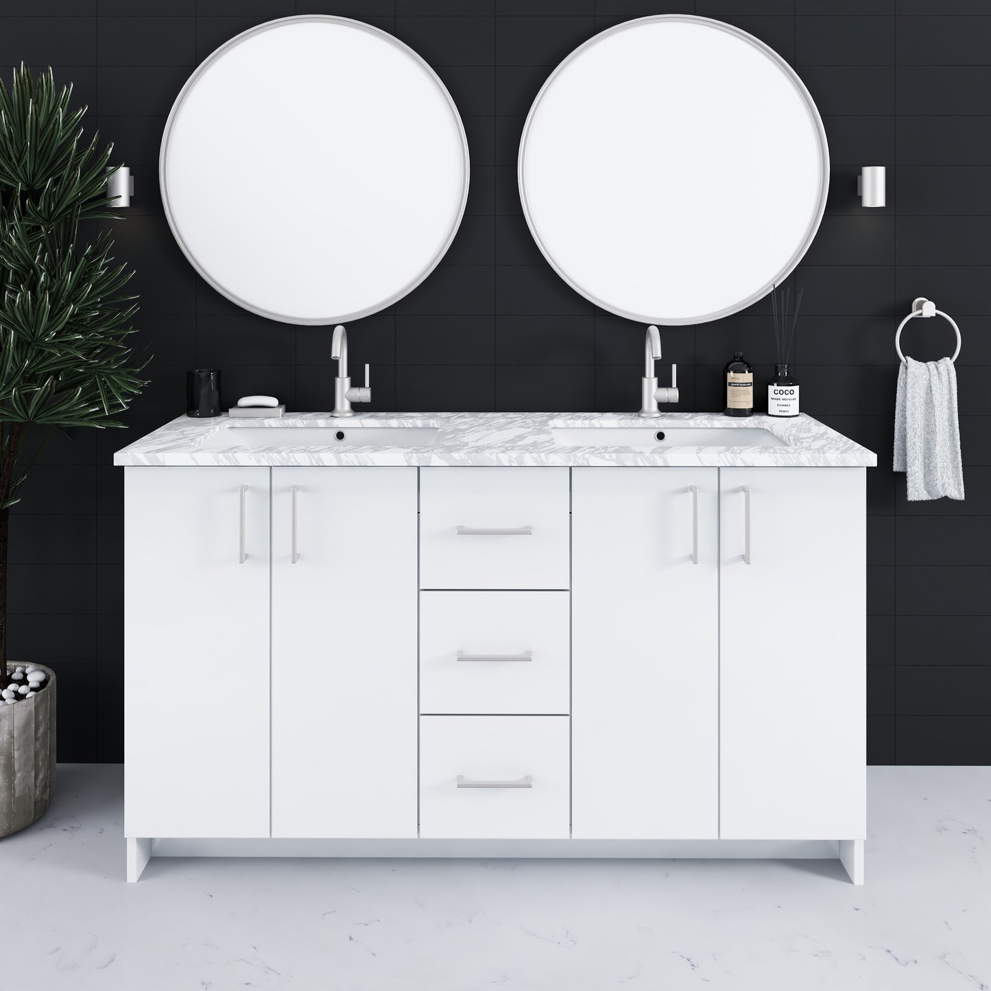 Zuma 60" Double Sink Bathroom Vanity with integrated counter top