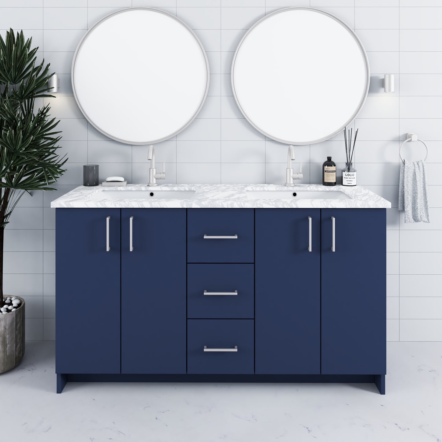 Zuma 60" Double Sink Bathroom Vanity with integrated counter top