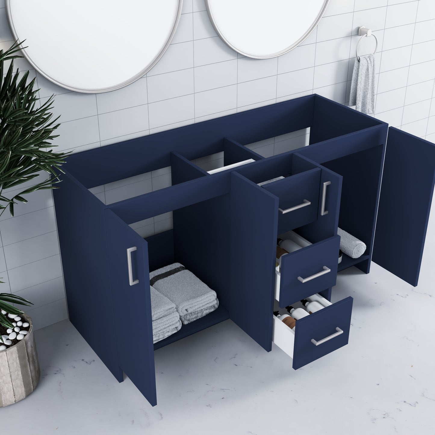 Zuma 60" Double Sink Bathroom Vanity Cabinet Only