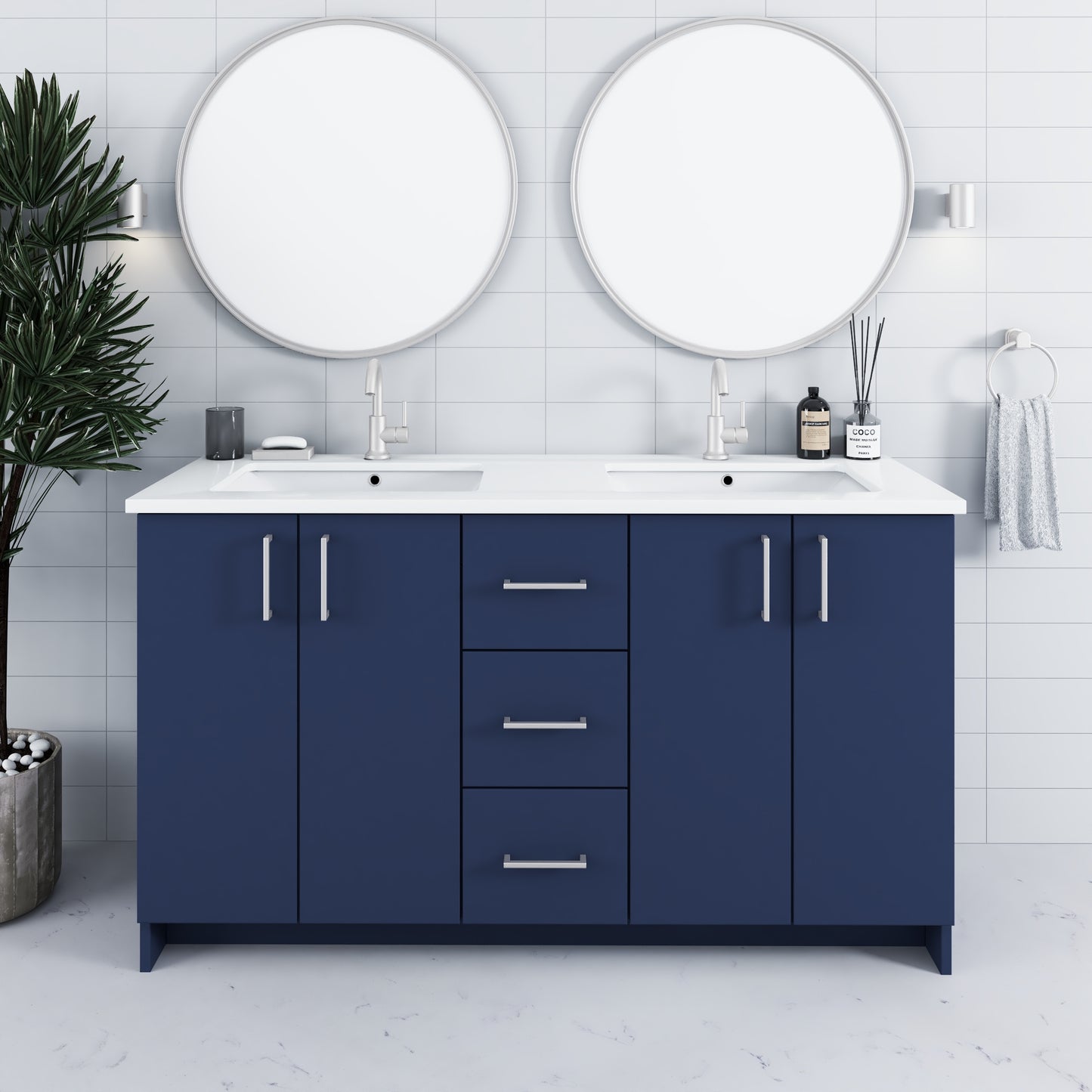 Zuma 60" Double Sink Bathroom Vanity with integrated counter top