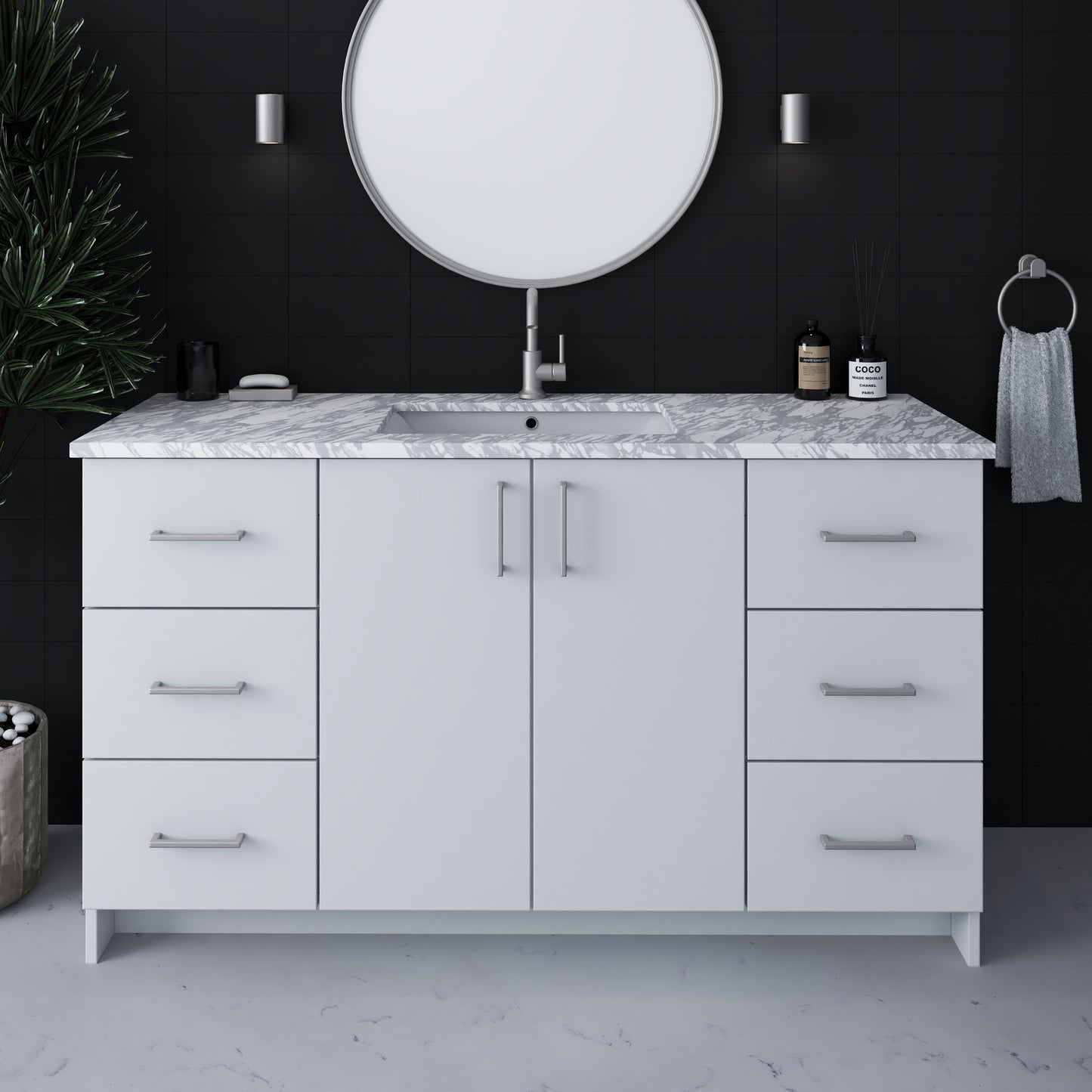 Zuma 60" Bathroom Vanity with integrated counter top