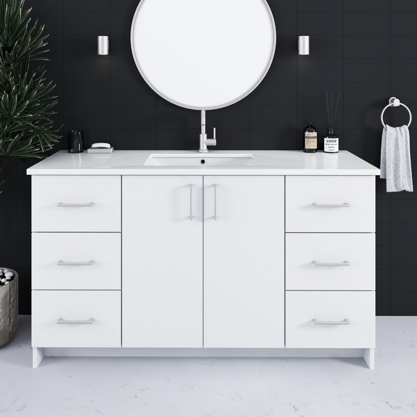 Zuma 60" Bathroom Vanity with integrated counter top