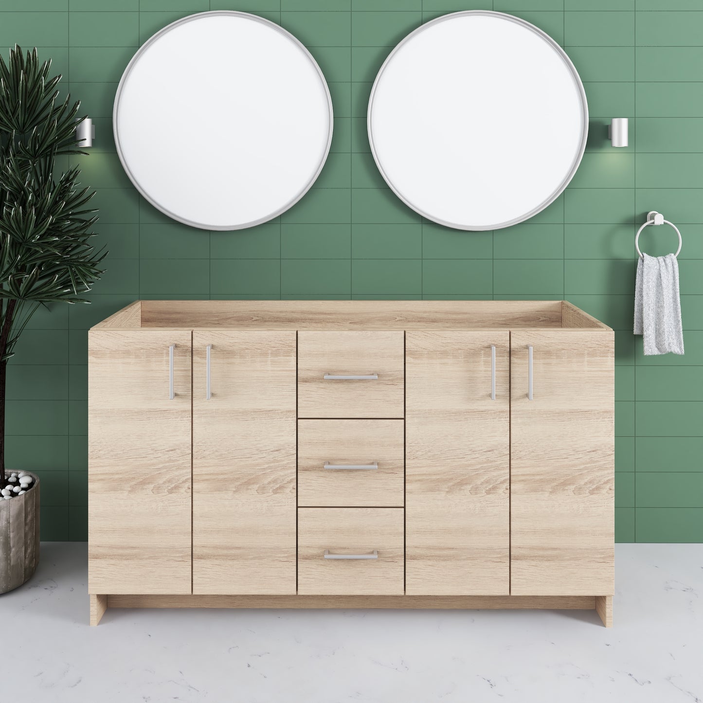 Zuma 60" Double Sink Bathroom Vanity Cabinet Only