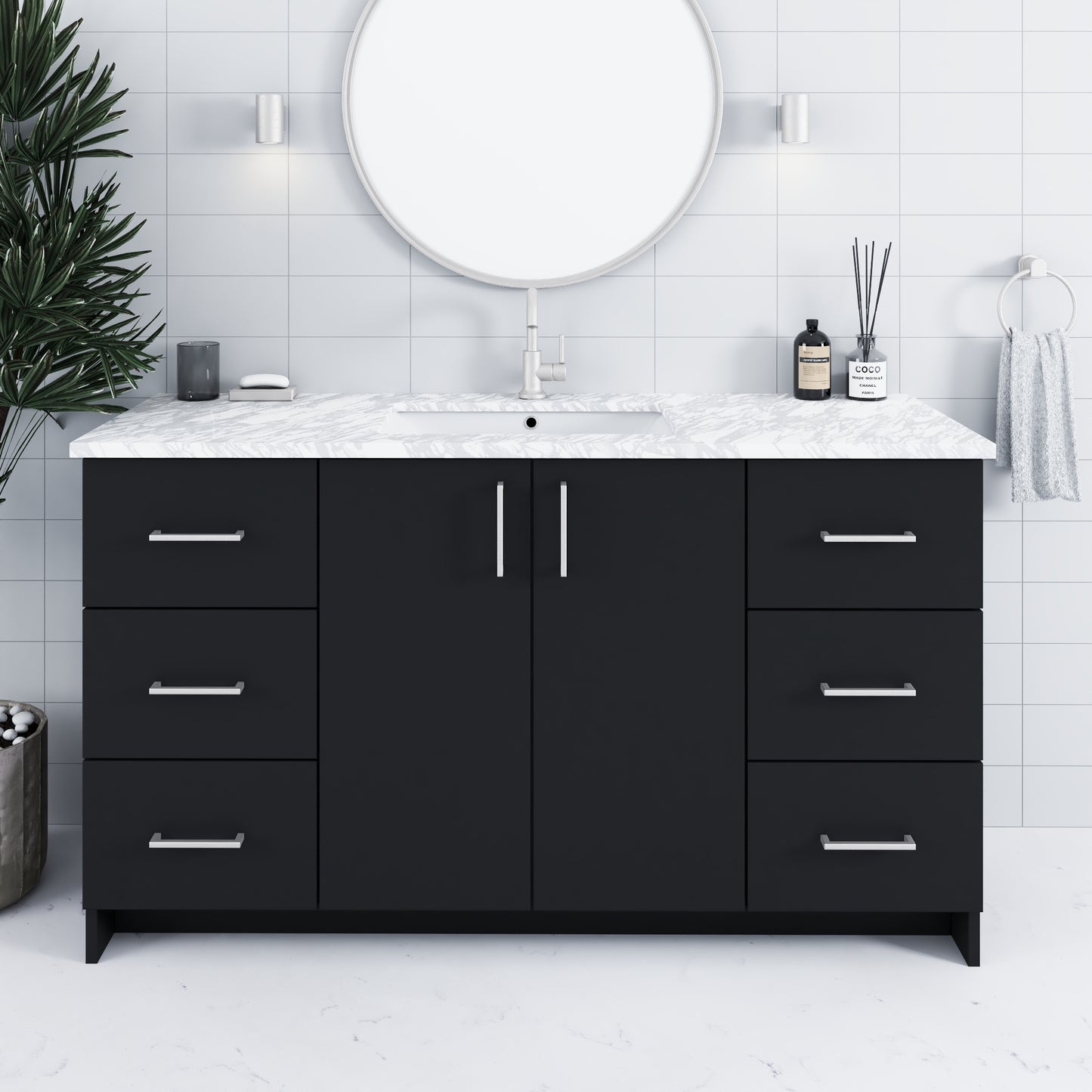 Zuma 60" Bathroom Vanity with integrated counter top