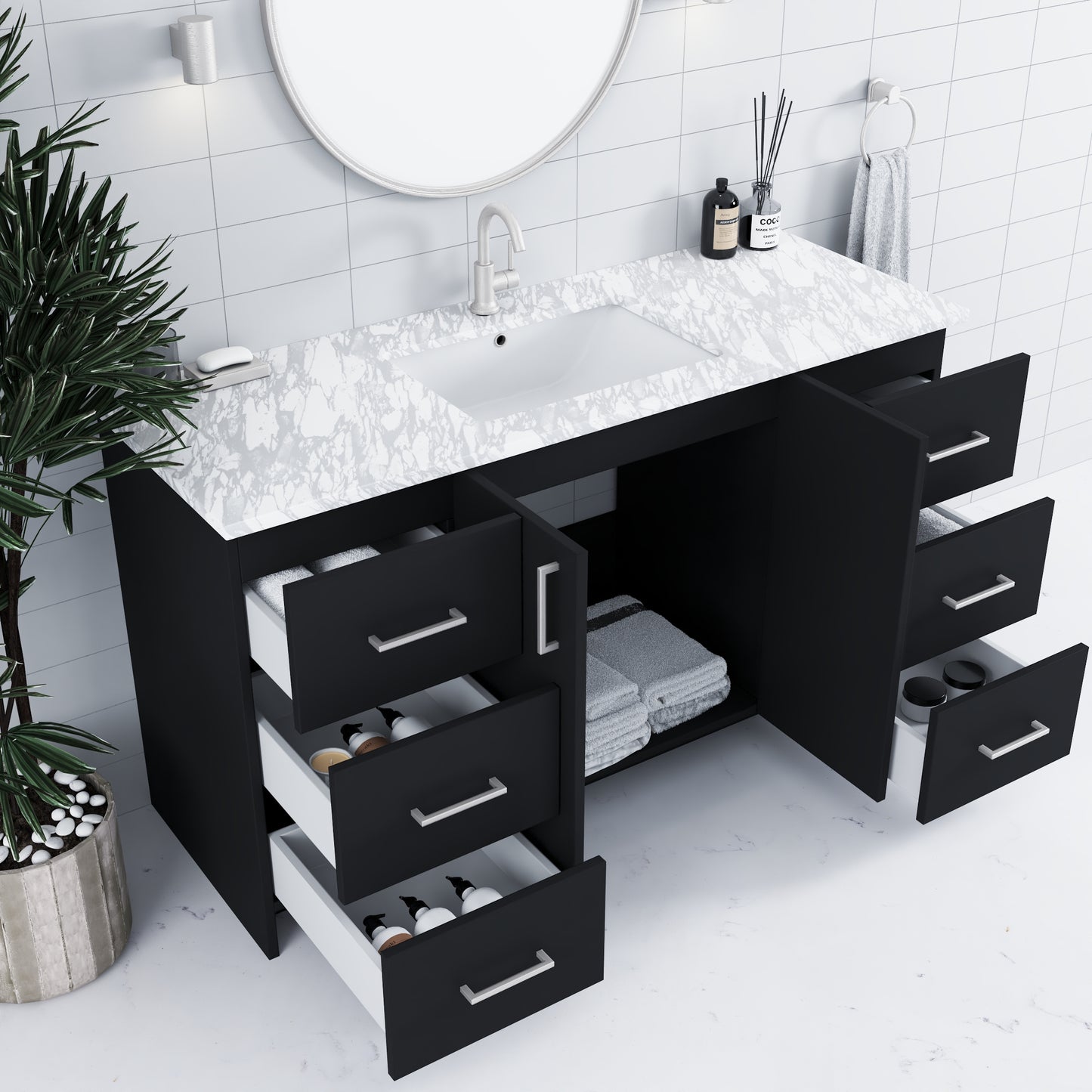 Zuma 60" Bathroom Vanity with integrated counter top