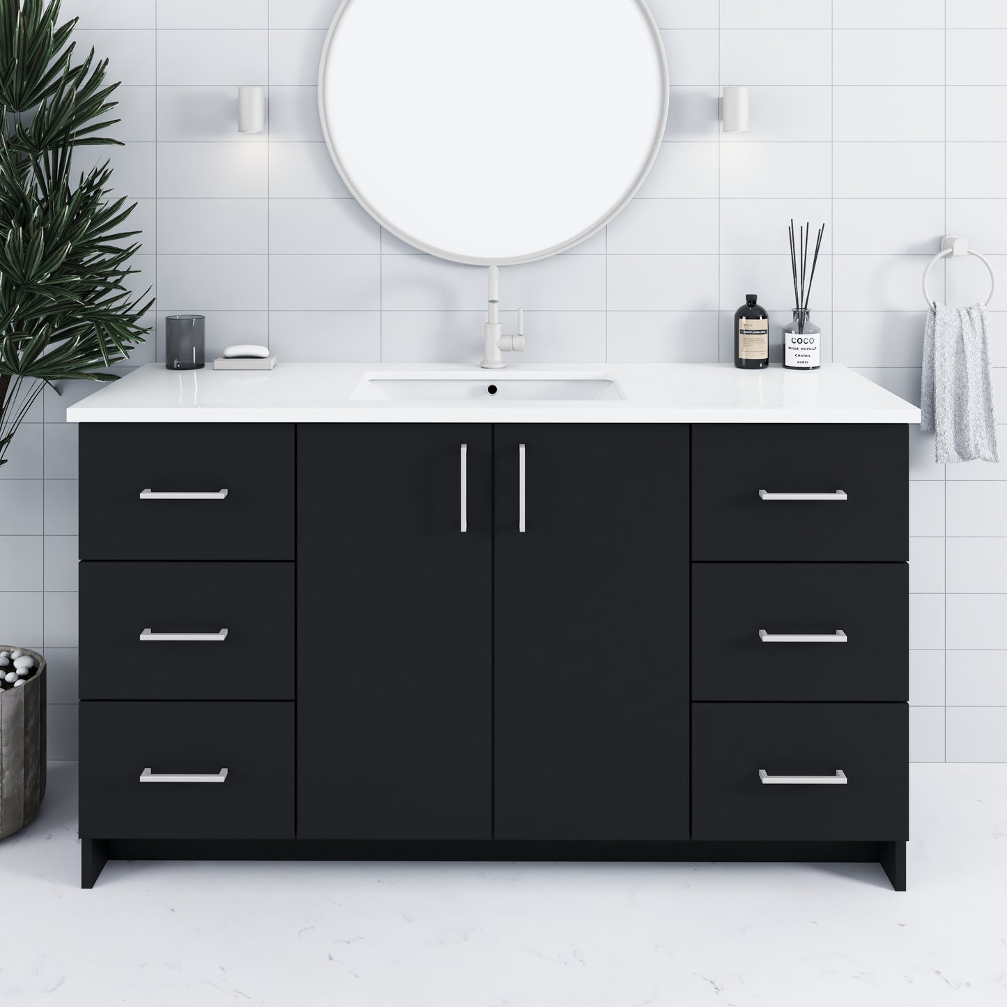 Zuma 60" Bathroom Vanity with integrated counter top