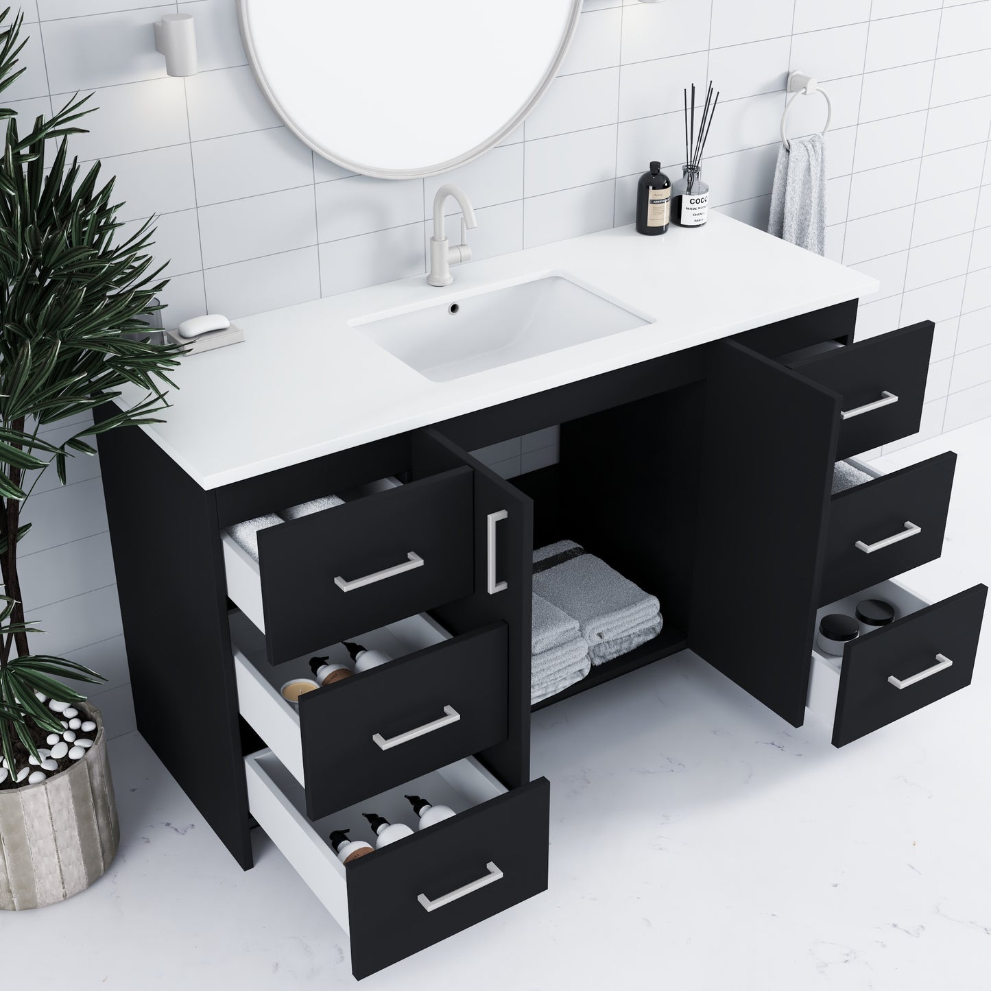 Zuma 60" Bathroom Vanity with integrated counter top