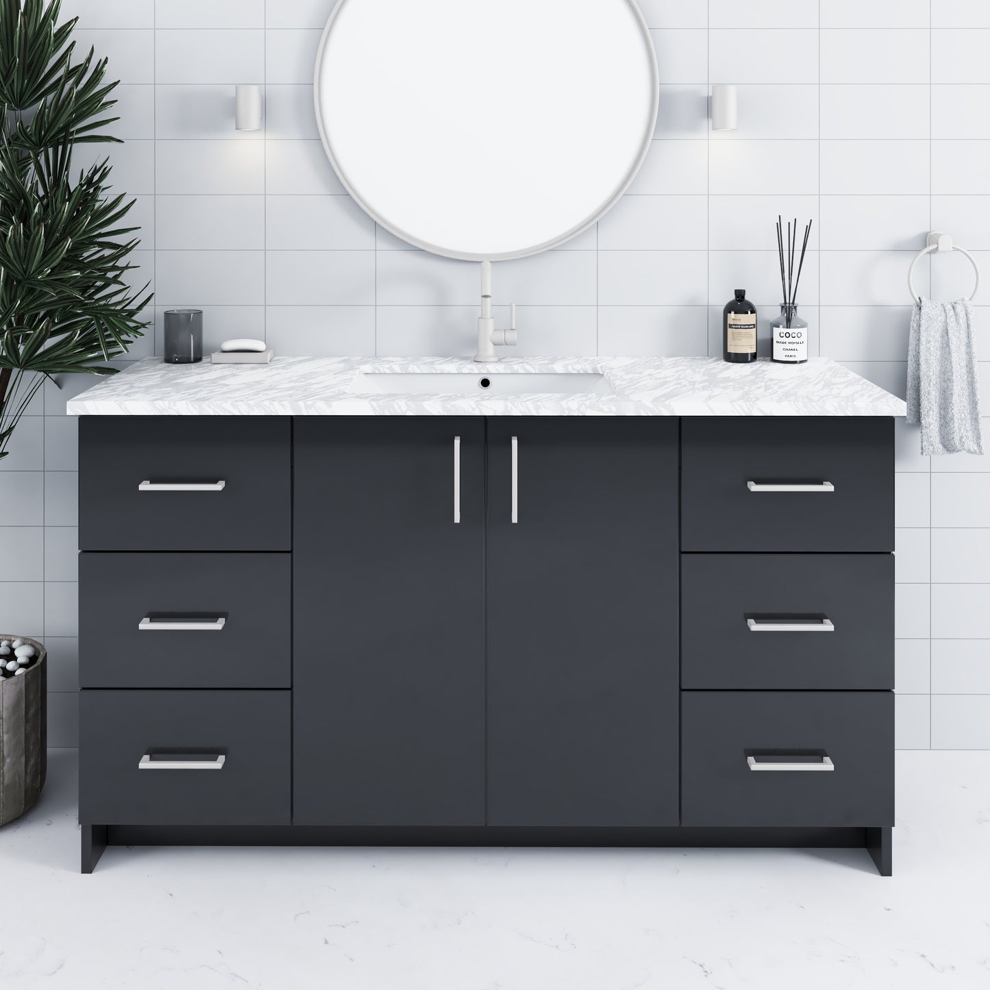 Zuma 60" Bathroom Vanity with integrated counter top