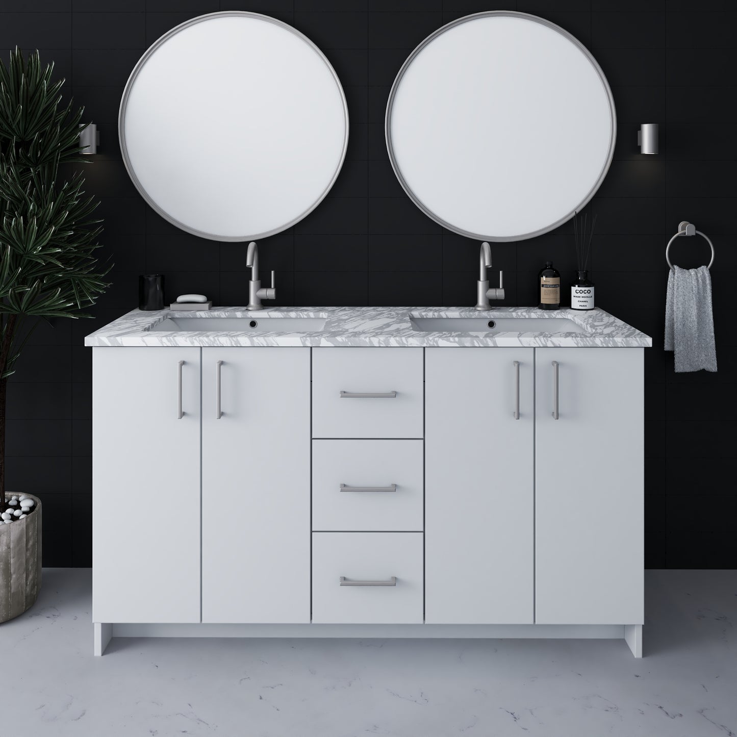 Zuma 60" Double Sink Bathroom Vanity with integrated counter top