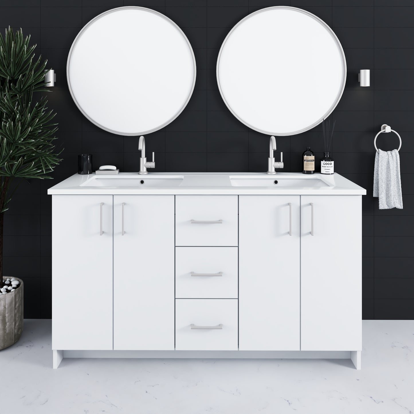 Zuma 60" Double Sink Bathroom Vanity with integrated counter top