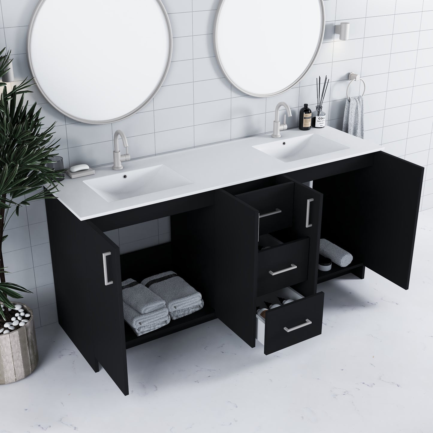 Zuma 72" Bathroom Vanity with integrated counter top