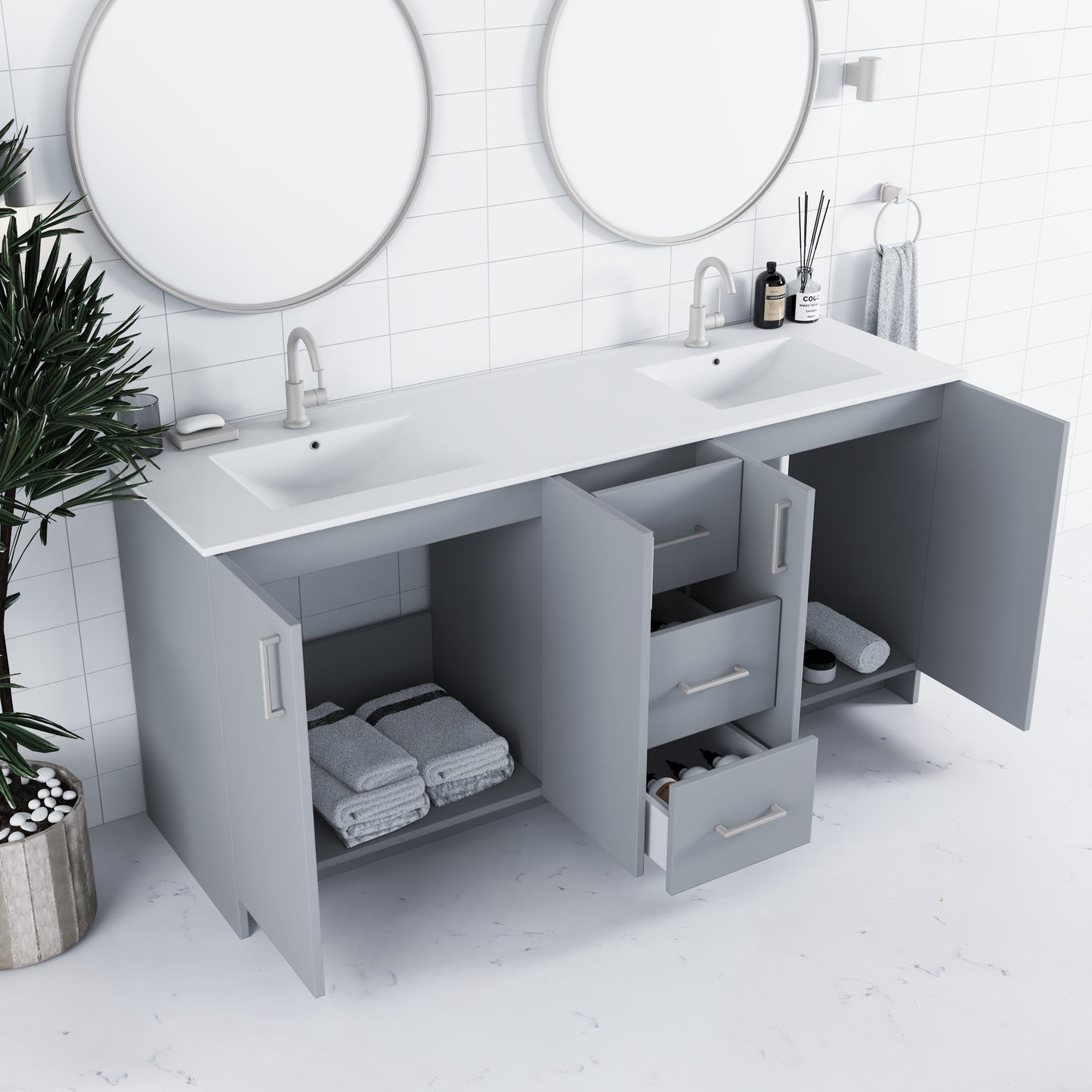 Zuma 72" Bathroom Vanity with integrated counter top