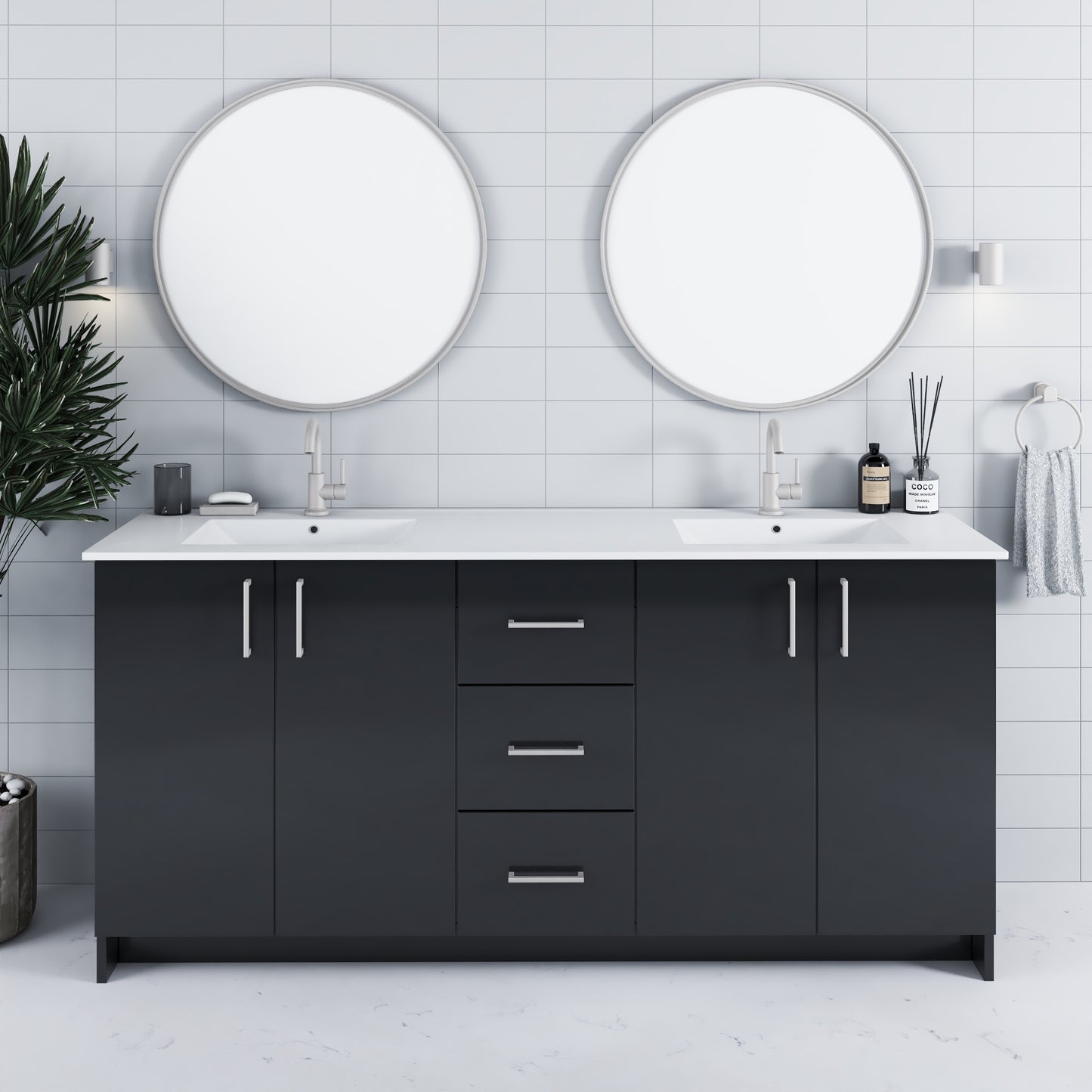 Zuma 72" Bathroom Vanity with integrated counter top