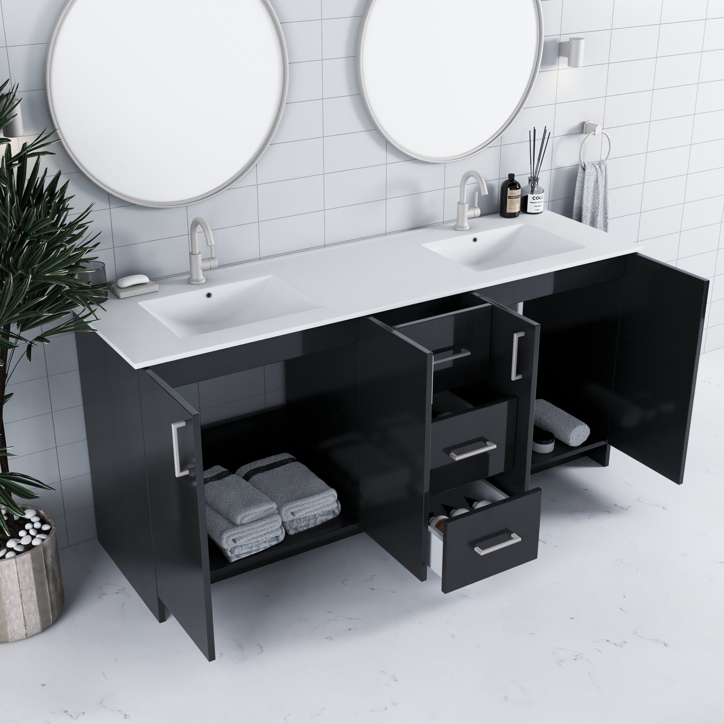 Zuma 72" Bathroom Vanity with integrated counter top