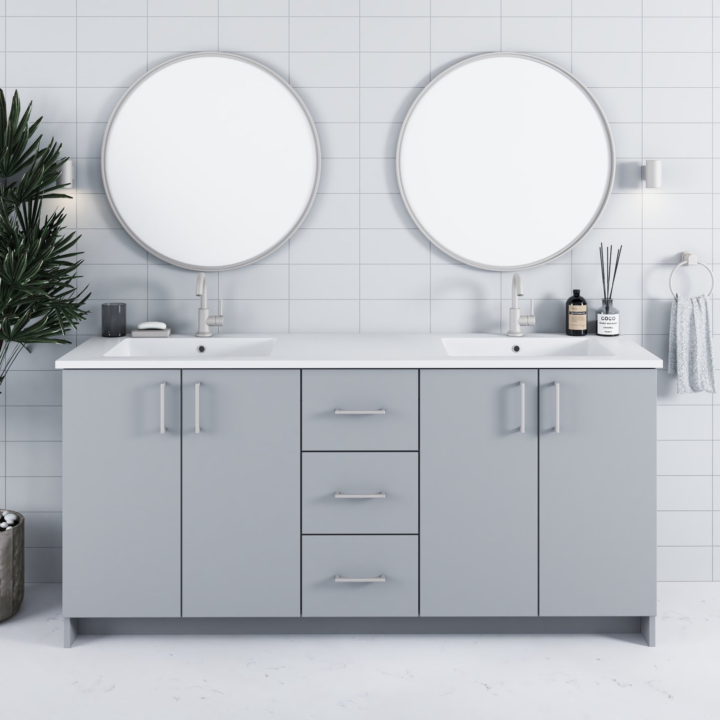 Zuma 72" Bathroom Vanity with integrated counter top