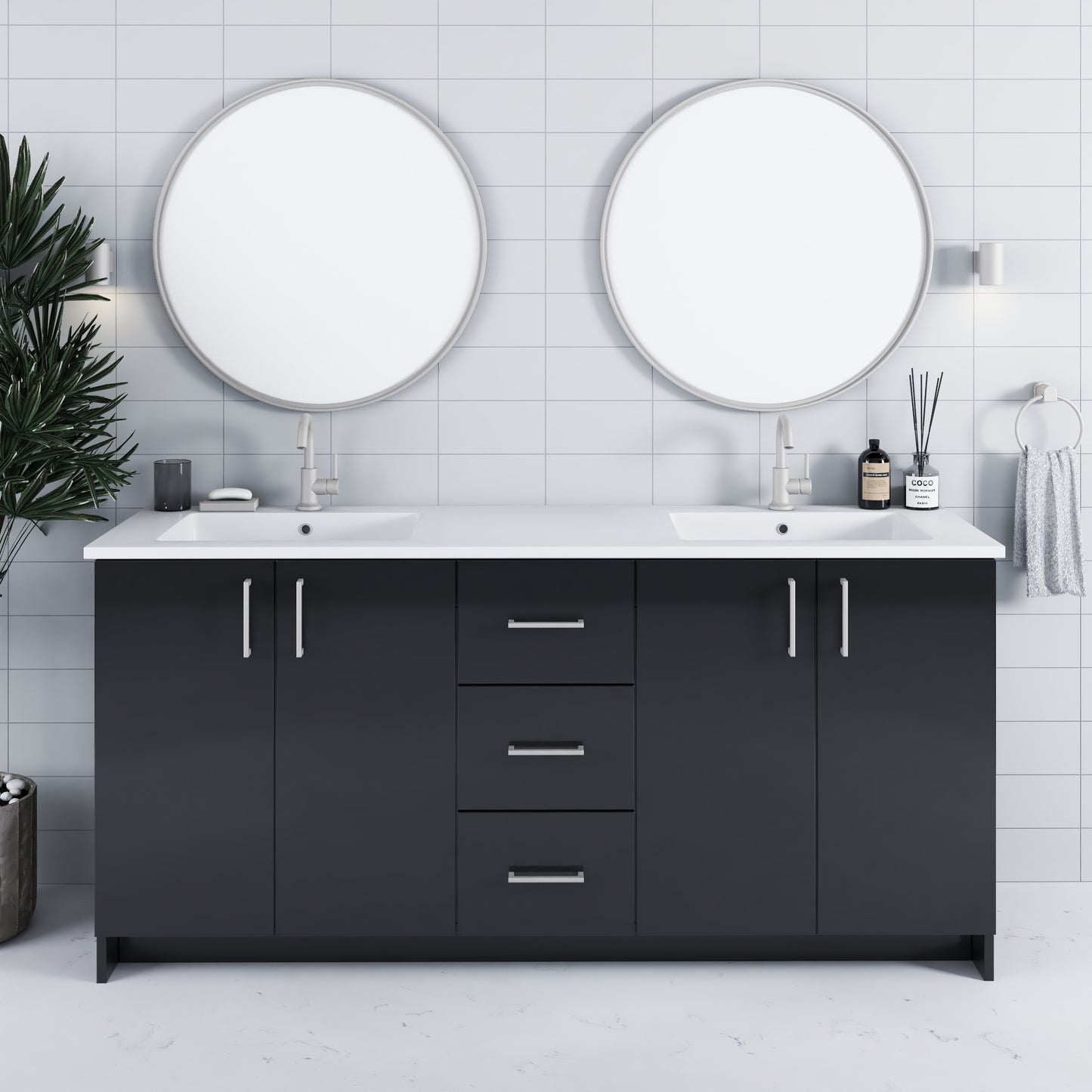 Zuma 72" Bathroom Vanity with integrated counter top