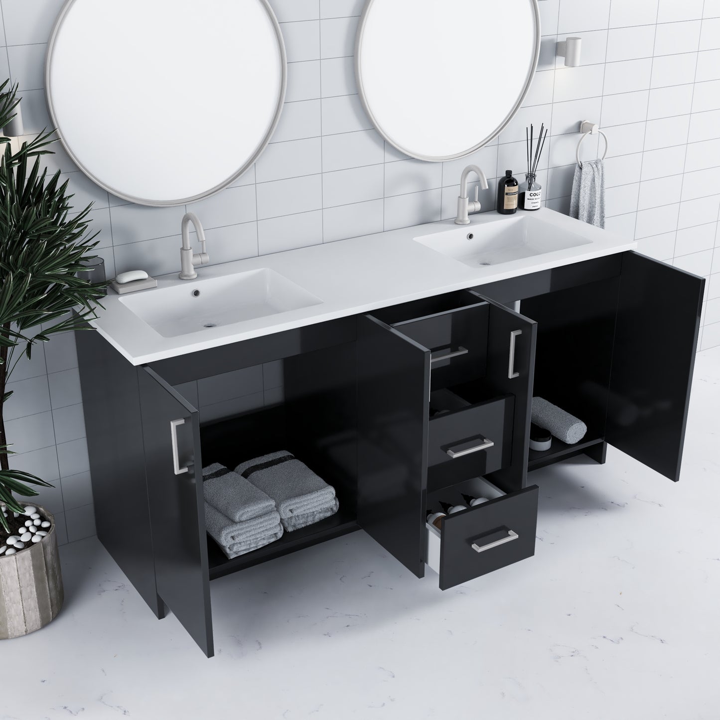 Zuma 72" Bathroom Vanity with integrated counter top