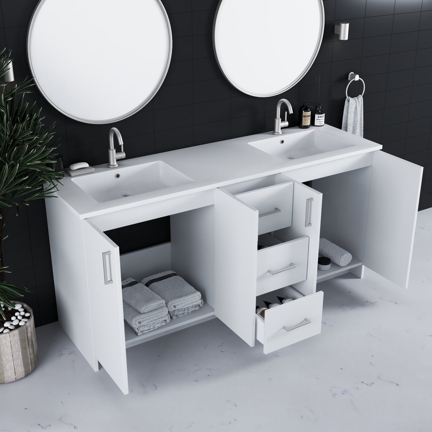 Zuma 72" Bathroom Vanity with integrated counter top