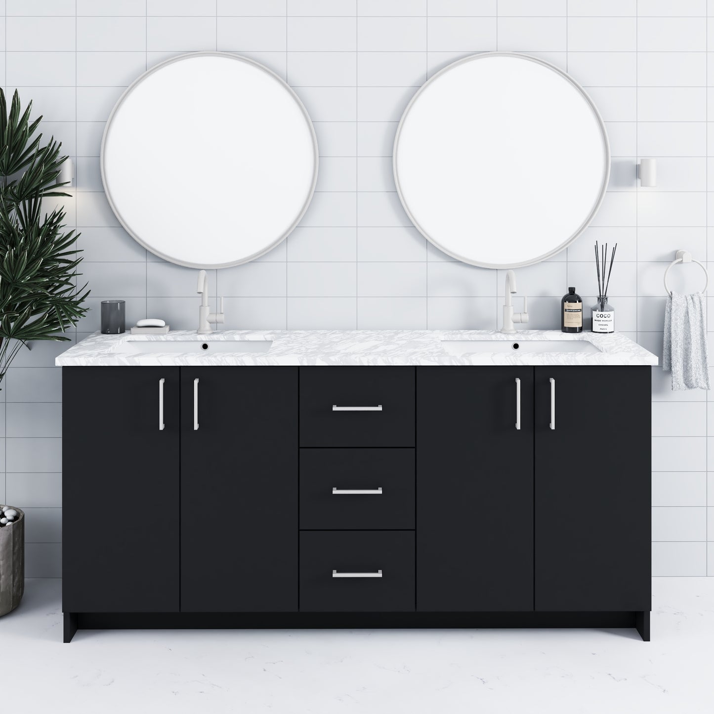 Zuma 72" Bathroom Vanity with integrated counter top
