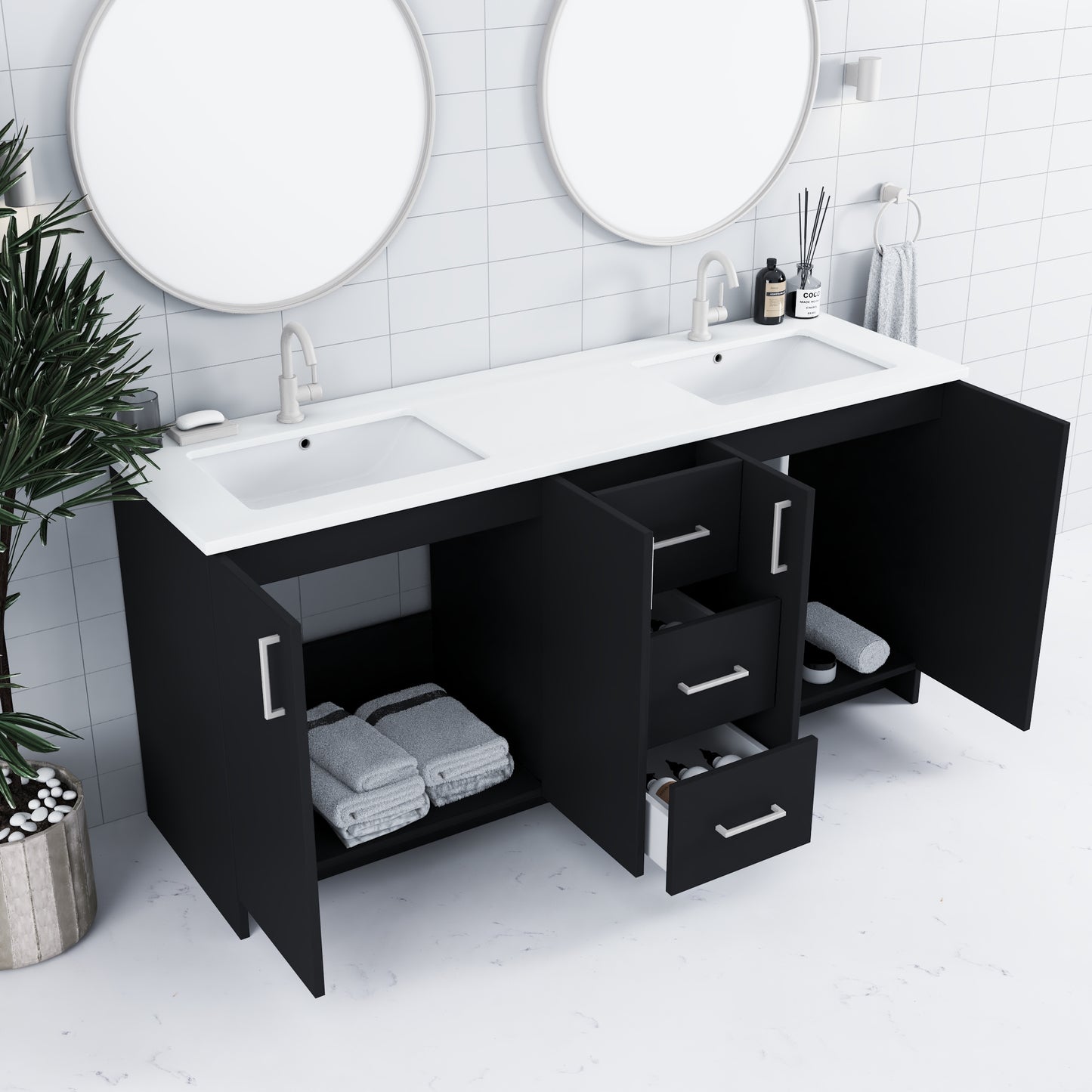 Zuma 72" Bathroom Vanity with integrated counter top