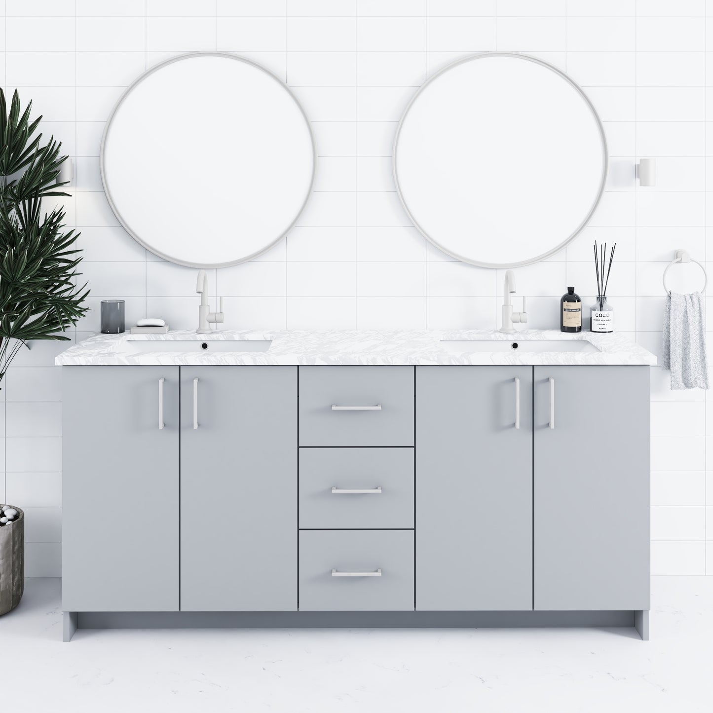 Zuma 72" Bathroom Vanity with integrated counter top