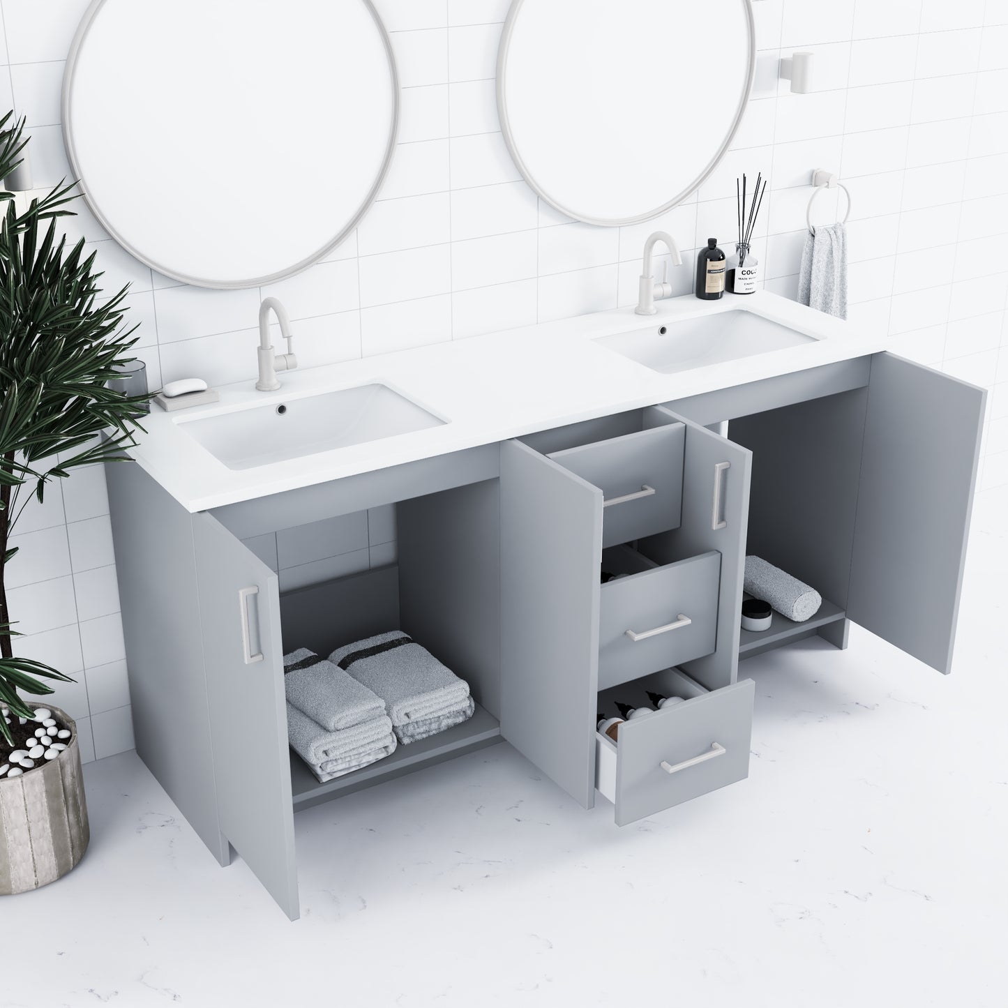Zuma 72" Bathroom Vanity with integrated counter top